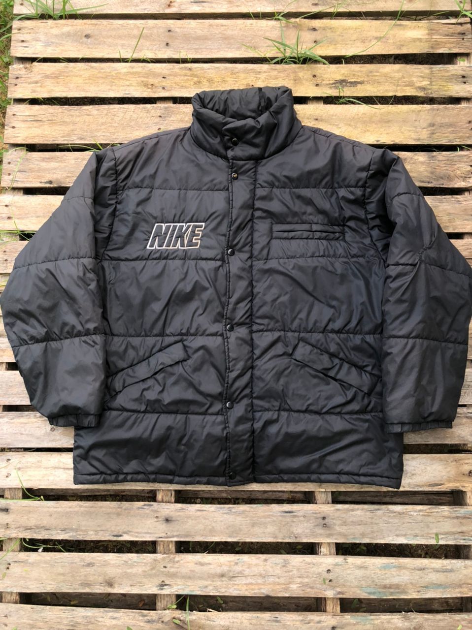 Nike × Vintage Vintage 90s Nike Swoosh Puffer Jacket Distressed Size US XL / EU 56 / 4 - 2 Thumbnail