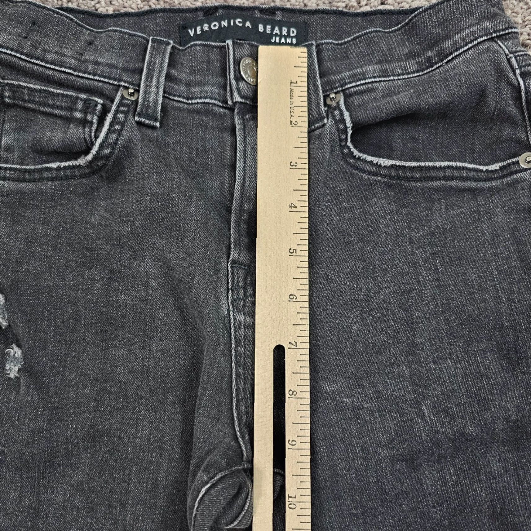 Veronica Beard VERONICA BEARD Jeans Womens 24 Black Distressed Boyfriend Mid Rise Denim Benzi 25x27 Size 27" / US 4 / IT 40 - 4 Thumbnail