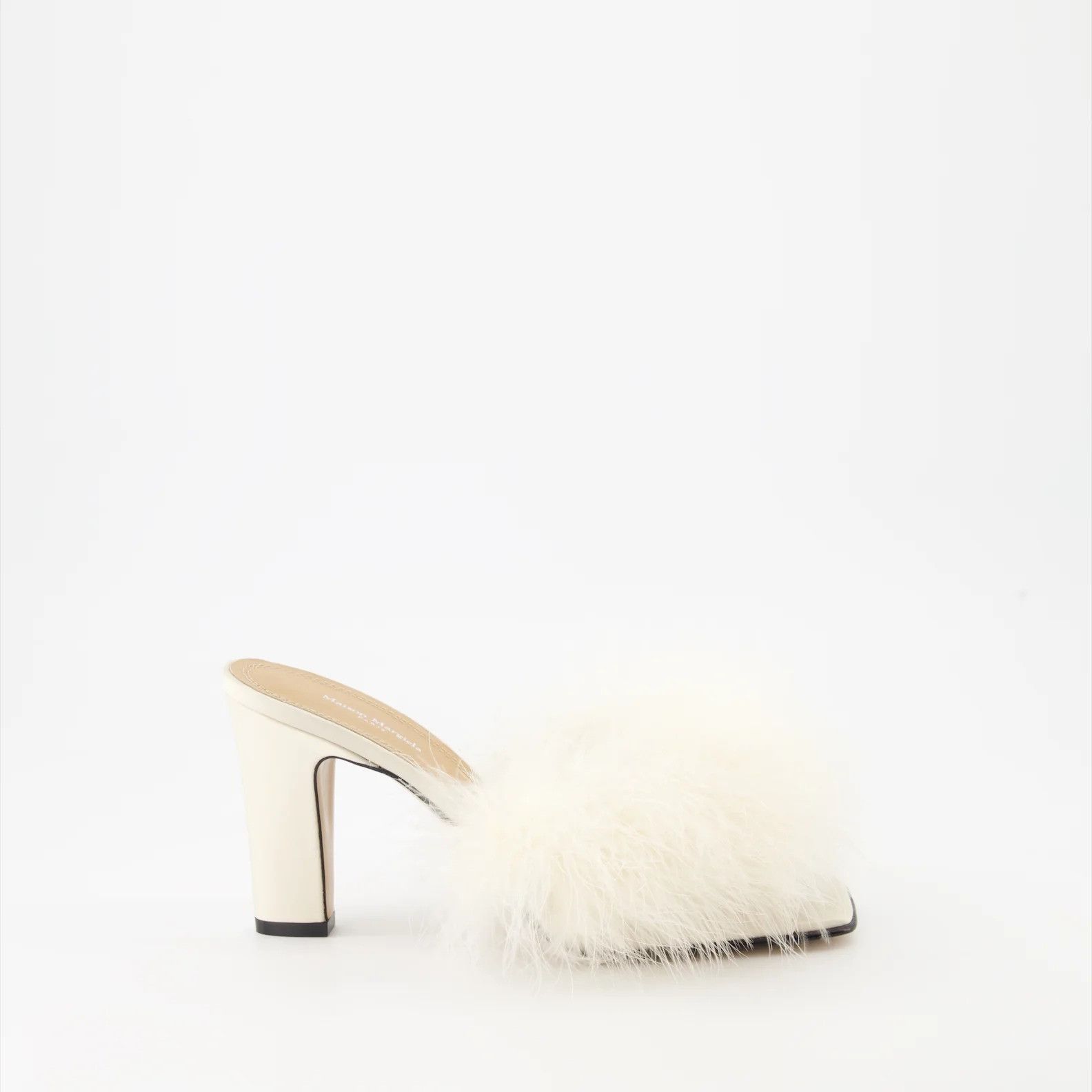 Maison Margiela o1mle0426 Feather Mules in Ecru Size US 8 / IT 38 - 1 Preview
