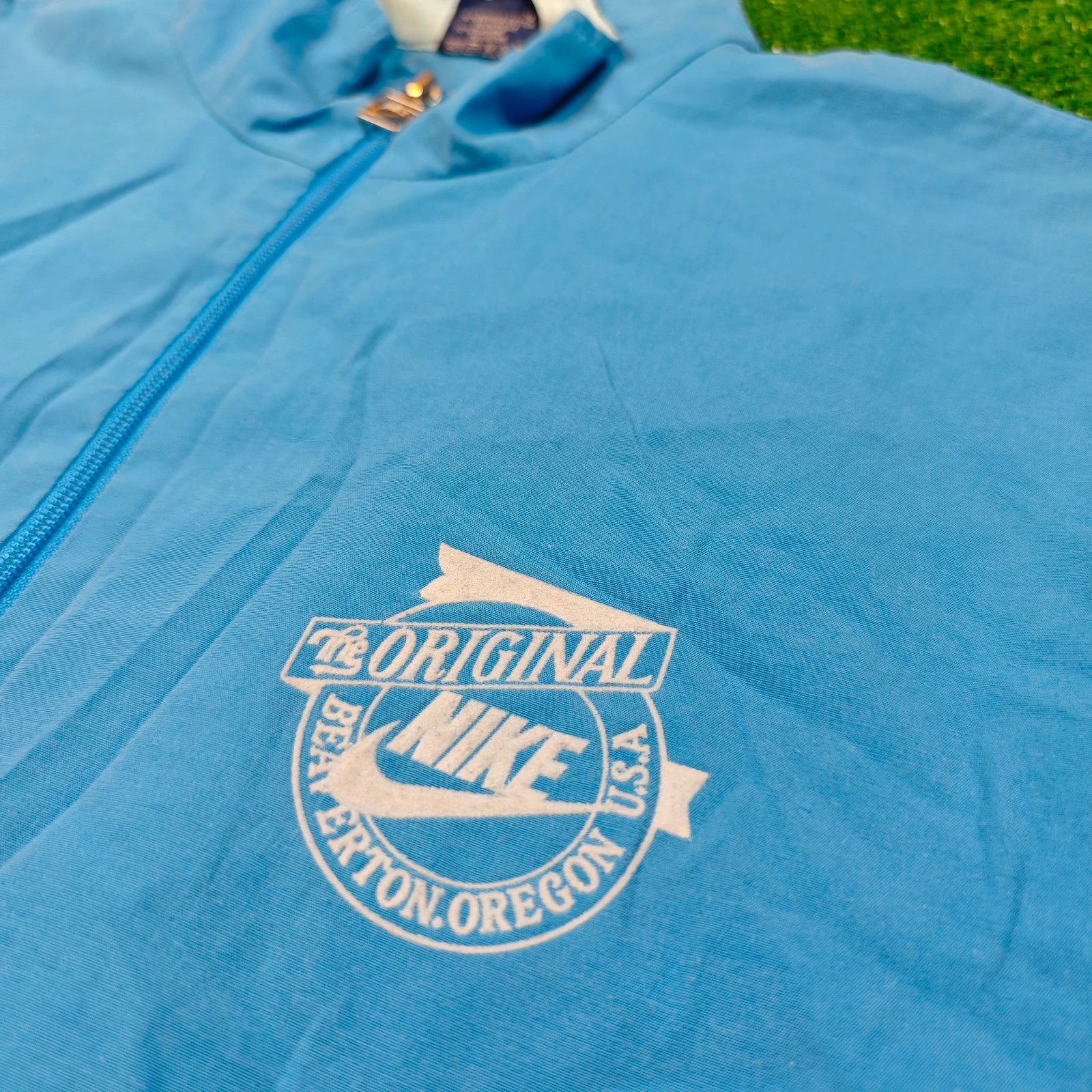 Nike × Vintage 80's Nike windbreaker jacket mens Medium zip blue vintage Size US M / EU 48-50 / 2 - 4 Thumbnail