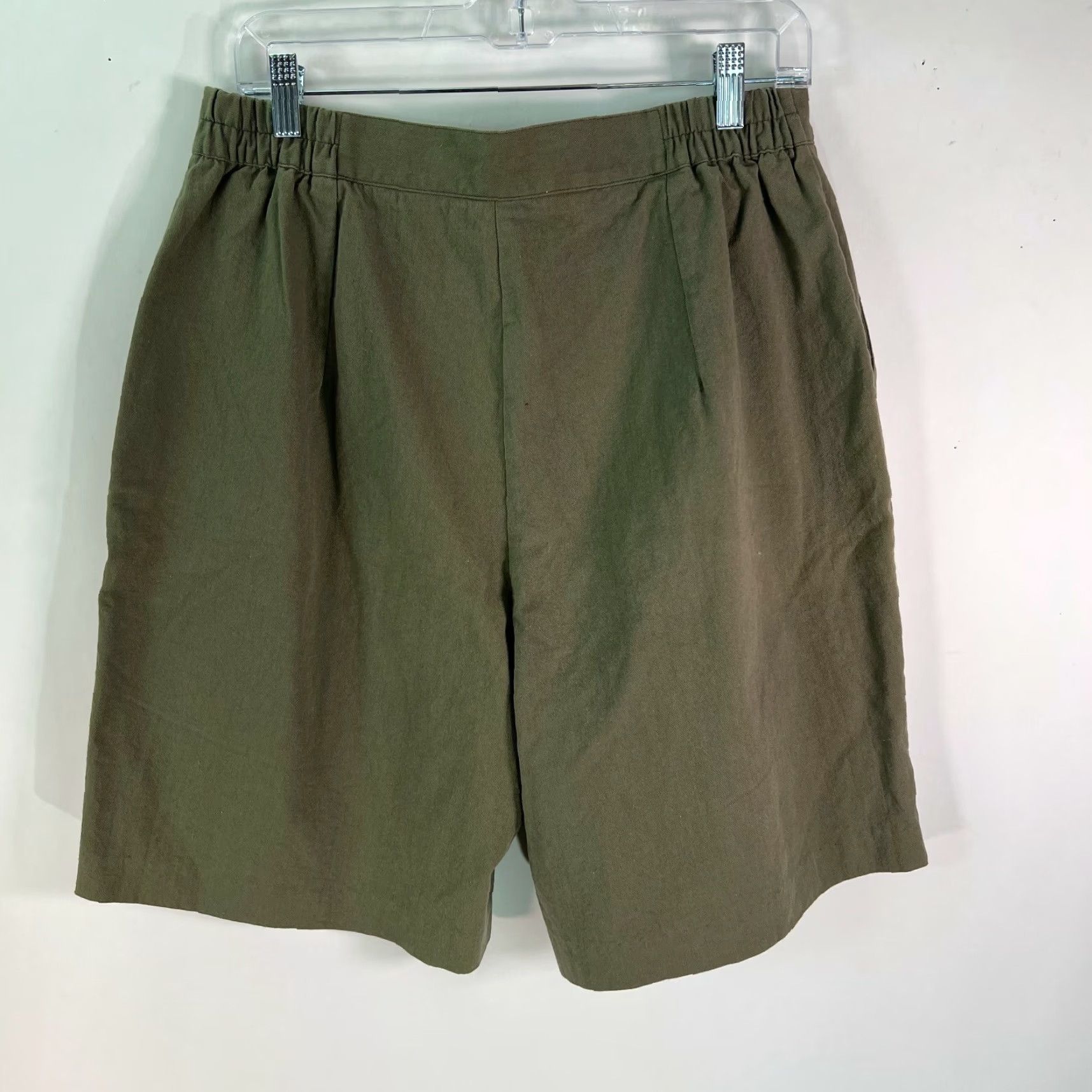 Vintage Ali Miles Women's Green High Rise Pleated Bermuda Shorts Size 16P - Casual 100% Cotton Size 32" / US 10 / IT 46 - 2 Thumbnail