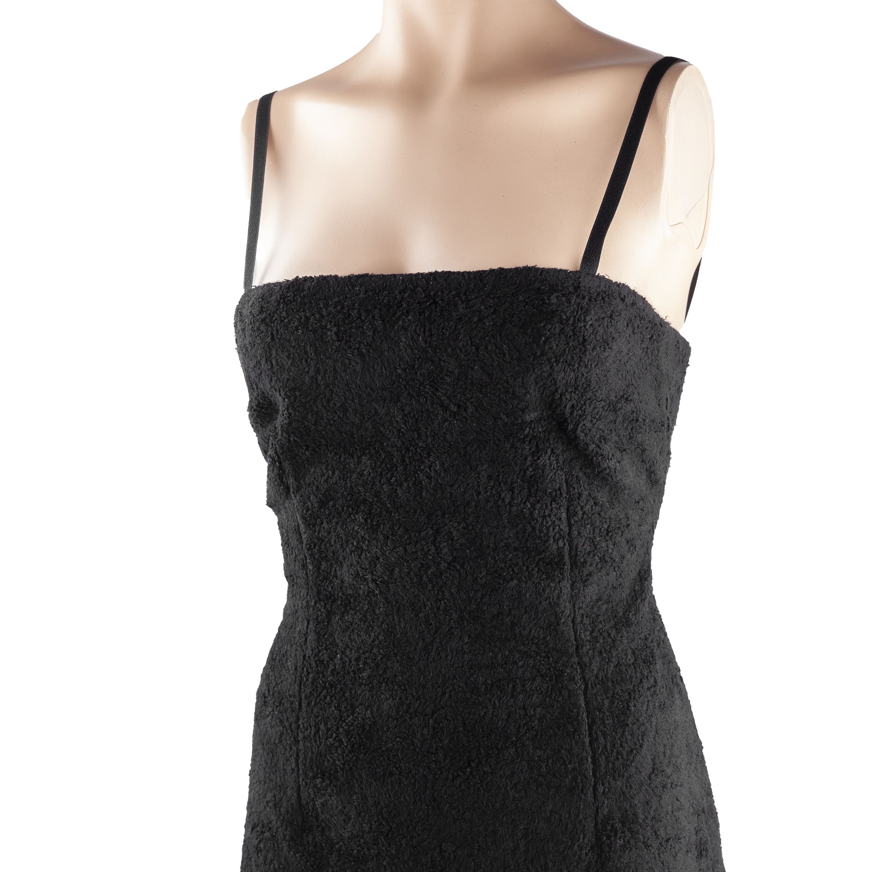 Dolce & Gabbana Dolce & Gabbana Vintage Fluffy Black Bodycon Midi Dress (S) Size S / US 4 / IT 40 - 2 Thumbnail
