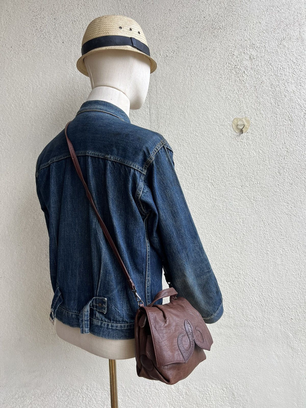 Leather Vintage IBIZA Japan Faded Patina Leather Mini Bag Size ONE SIZE - 4 Thumbnail