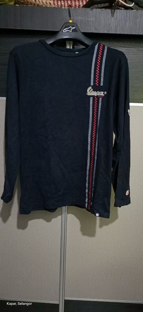 Japanese Brand Vespa Piaggio Long Sleeve Racing Stripe Logo Shirt Size US M / EU 48-50 / 2 - 1 Thumbnail