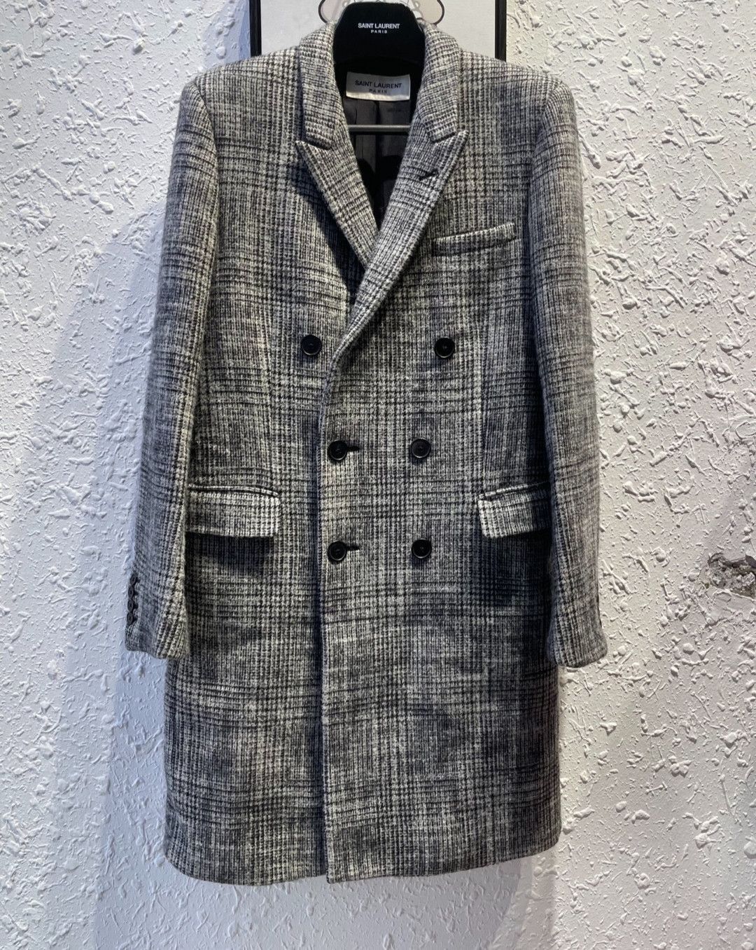 Saint Laurent Paris Saint Laurent Sword collar Wool check coat-2505 Size US M / EU 48-50 / 2 - 1 Thumbnail