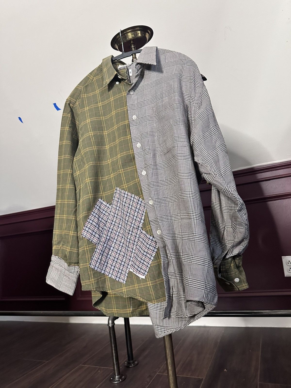 Other UPDT cut & sew upcycled flannel check patched shitt Size US L / EU 52-54 / 3 - 9 Thumbnail