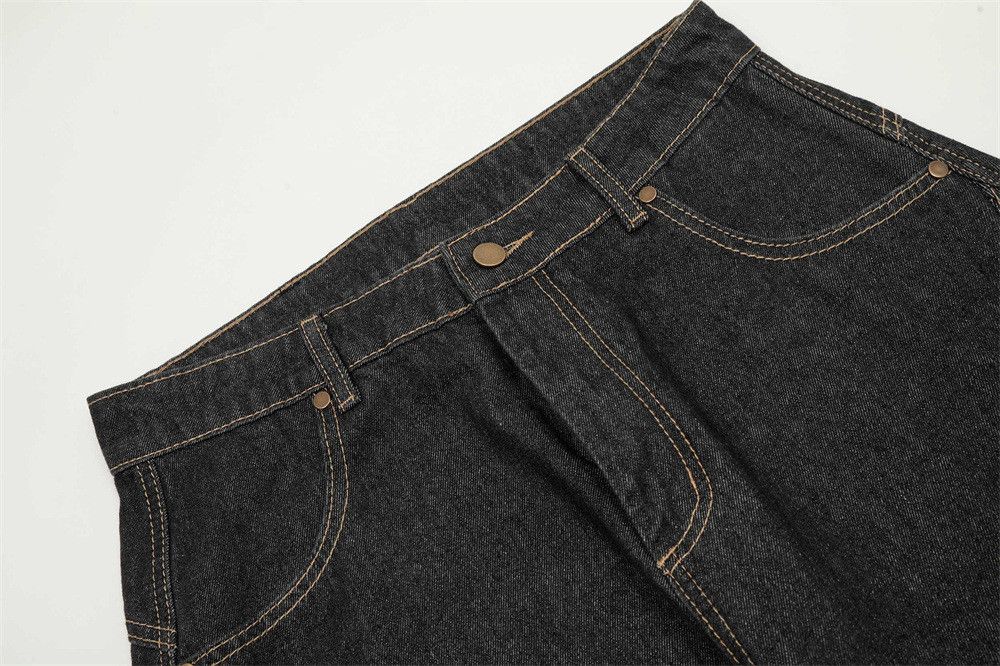 Japanese Brand × Jean Men's loose wide-leg jeans with letter embroidery pockets Size US 32 / EU 48 - 3 Thumbnail