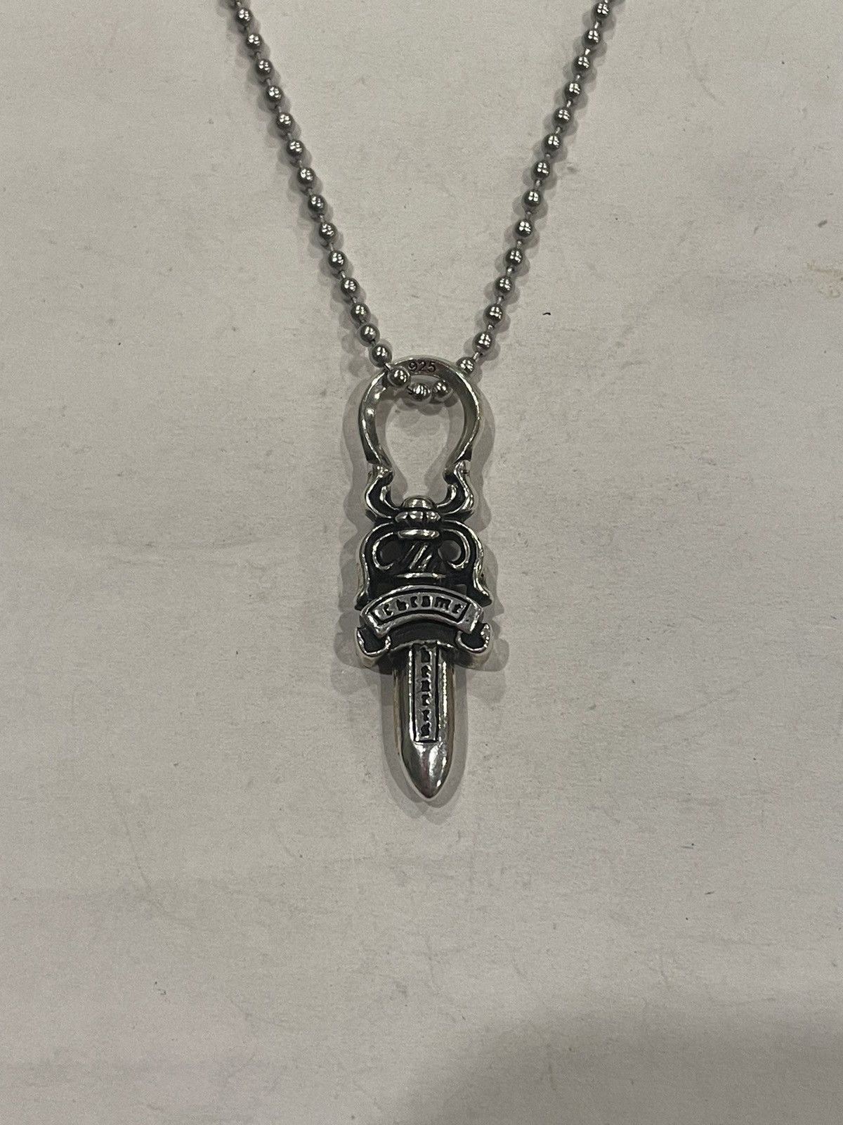 Chrome Hearts Chrome Hearts Dagger Pendant Ball Chain Necklace Silver ...