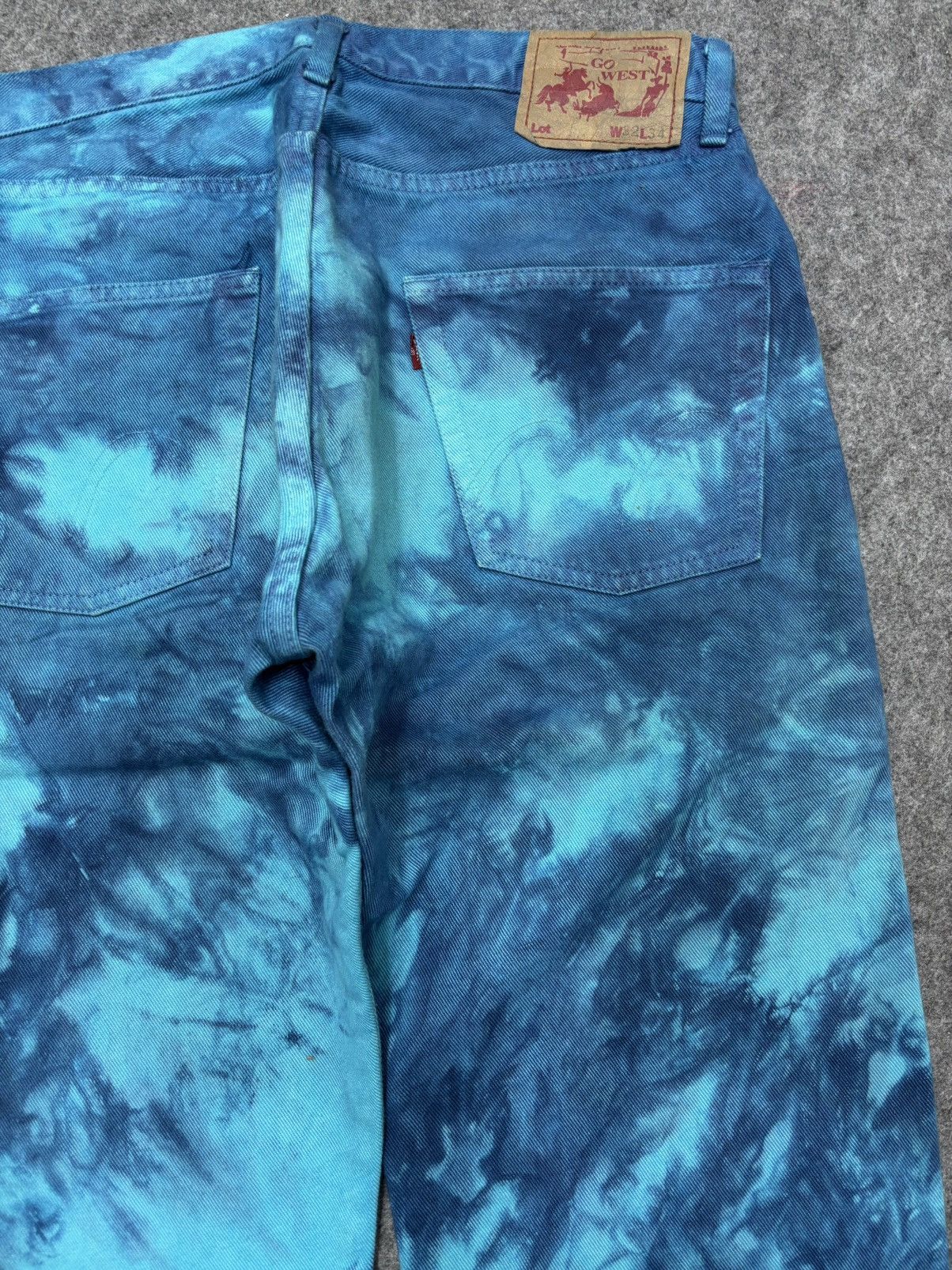 Designer 💥Vintage GO WEST Very Rare Tye Dye Sick Floral Denim F674 Size US 31 - 13 Thumbnail