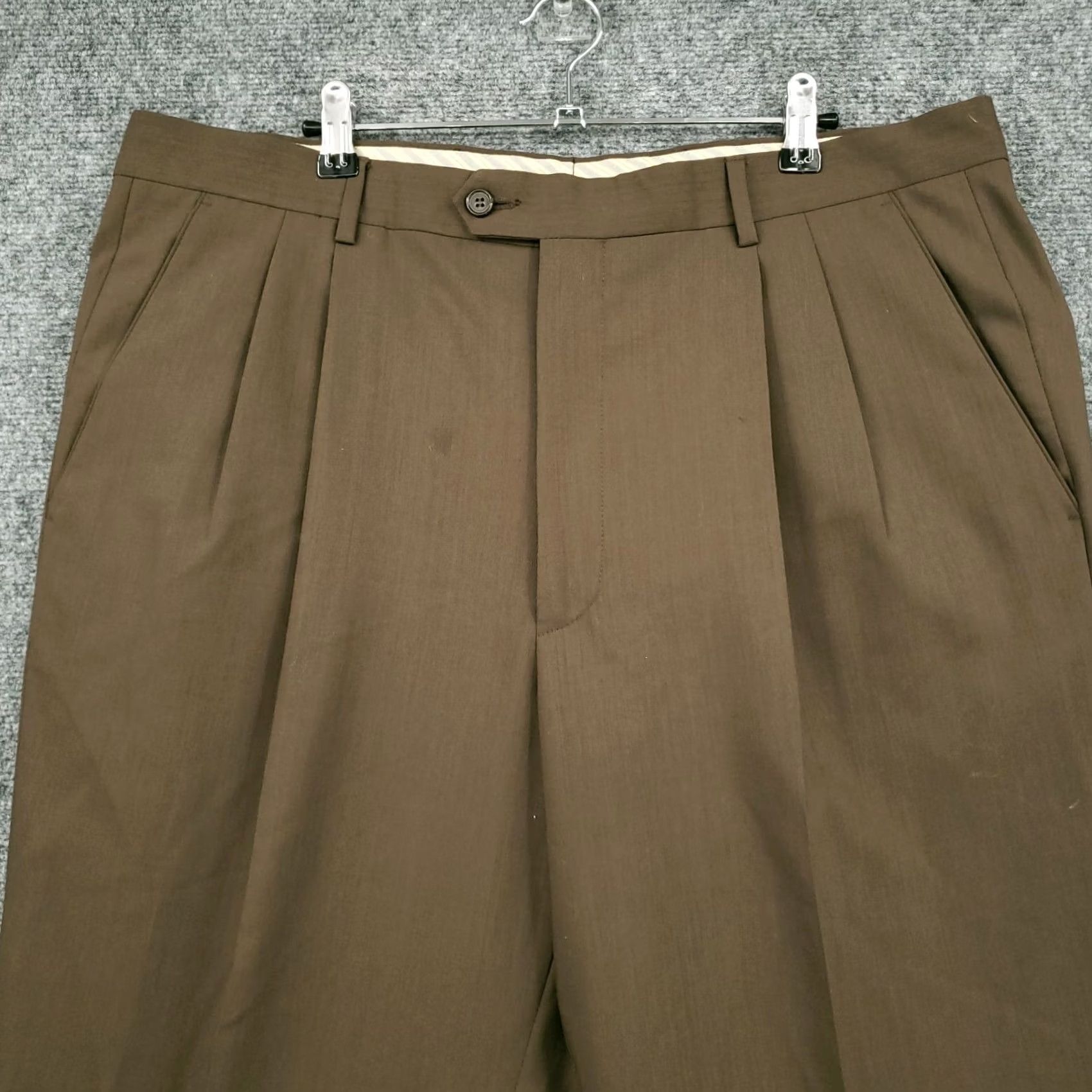 Vintage Zignone Pants Mens 38x30 Gray Chino Pleated Front Straight Leg Wool Trouser Jeans? Size US 38 / EU 54 - 3 Thumbnail