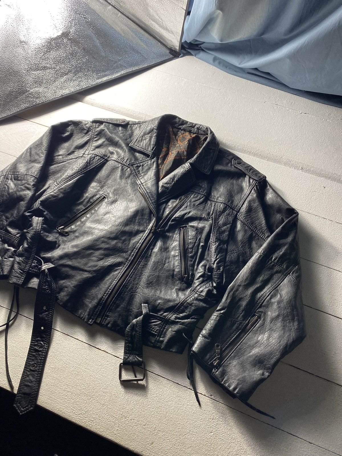 If Six Was Nine × Vintage 🔥LEATHER OG BIKER MOTORCYCLE JACKET BOMBER MENS SMALL PUNK Size US S / EU 44-46 / 1 - 2 Thumbnail