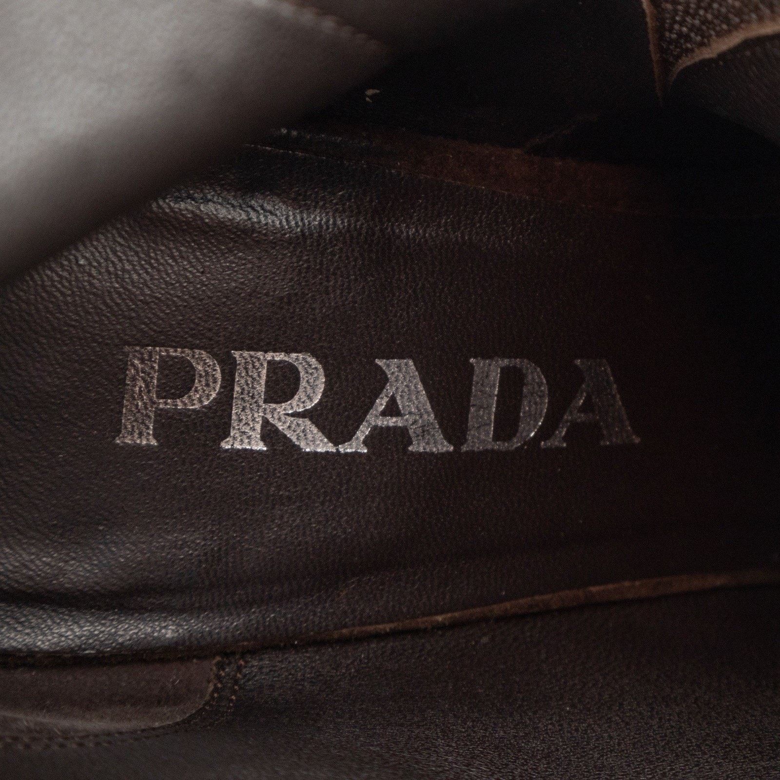 Prada 1.6k.$ Prada Brown Suede Ankle Side Zip Triangle Logo Boots Size US 5 / IT 35 - 11 Thumbnail