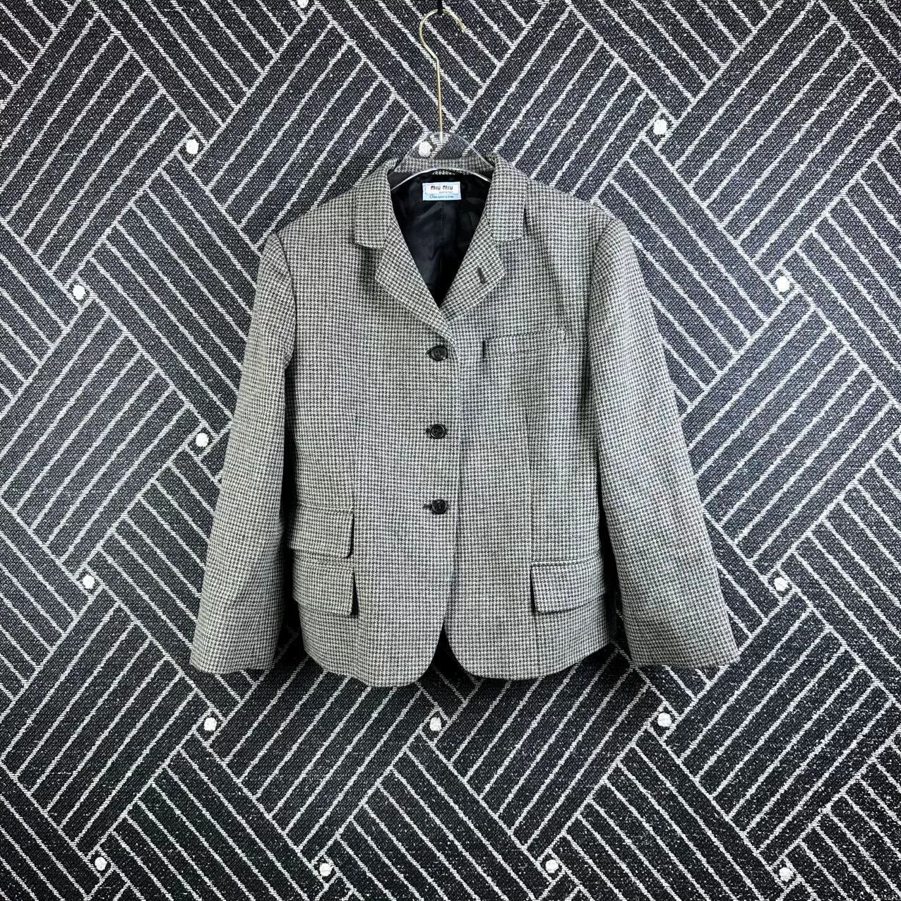 Miu Miu MIU MIU Houndstooth Wool Blazer Size M / US 6-8 / IT 42-44 - 1 Thumbnail
