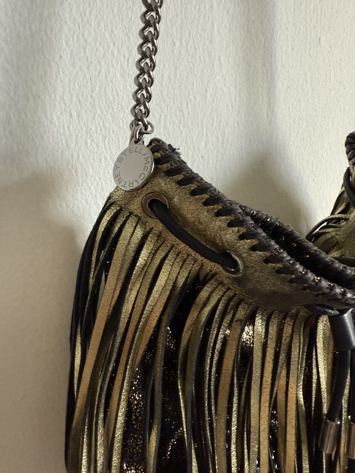 Stella McCartney Stella McCartney Gold Faux Leather Mini Fringe Falabella bag Size ONE SIZE - 5 Thumbnail
