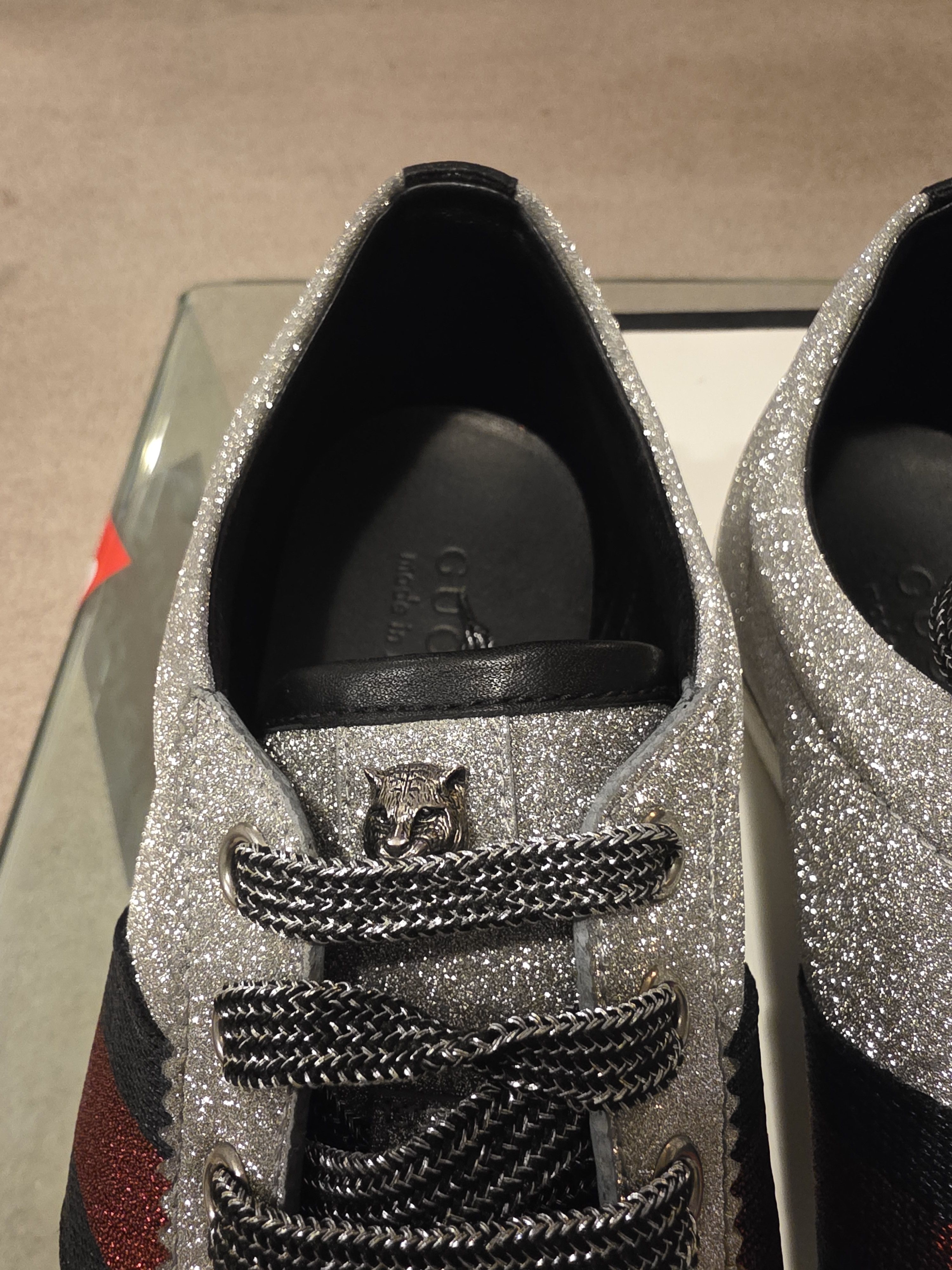 Gucci GUCCI BAMBI WEB SILVER SNEAKERS MENS SIZE Size US 9.5 / EU 42-43 - 4 Thumbnail