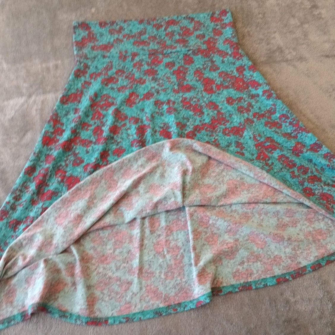 Vintage LuLaRoe Skirt Knee Length A-Line Geometric Blue S KS, Blue, Polyester Spandex, Stretch, Regular, Women, LuLaRoe Skirt Size 28" / US 6 / IT 42 - 5 Thumbnail