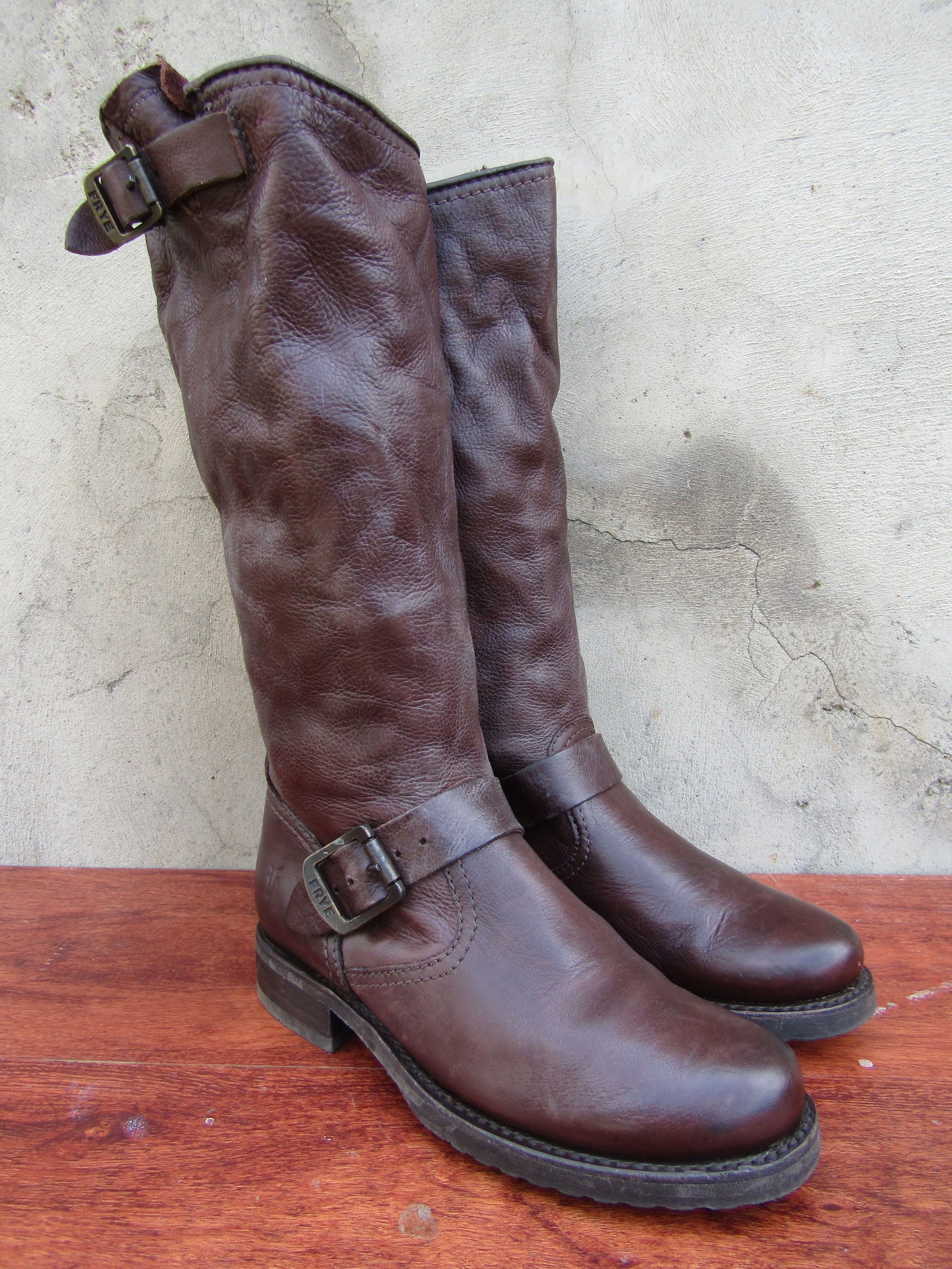 FRYE Boots Womens 'Veronica' Tall Leather Slouchy Moto