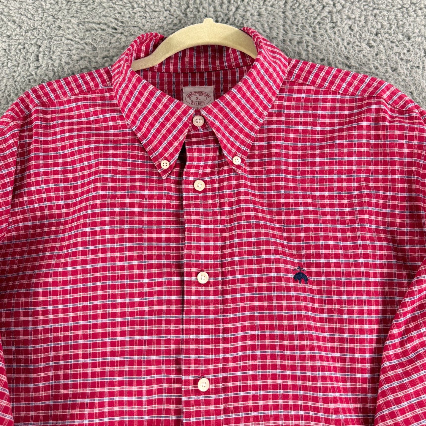 Brooks Brothers Brooks Brothers 1818 Button-Down Shirt Mens XL Red Plaid Long Sleeve Cotton Size US XL / EU 56 / 4 - 2 Thumbnail
