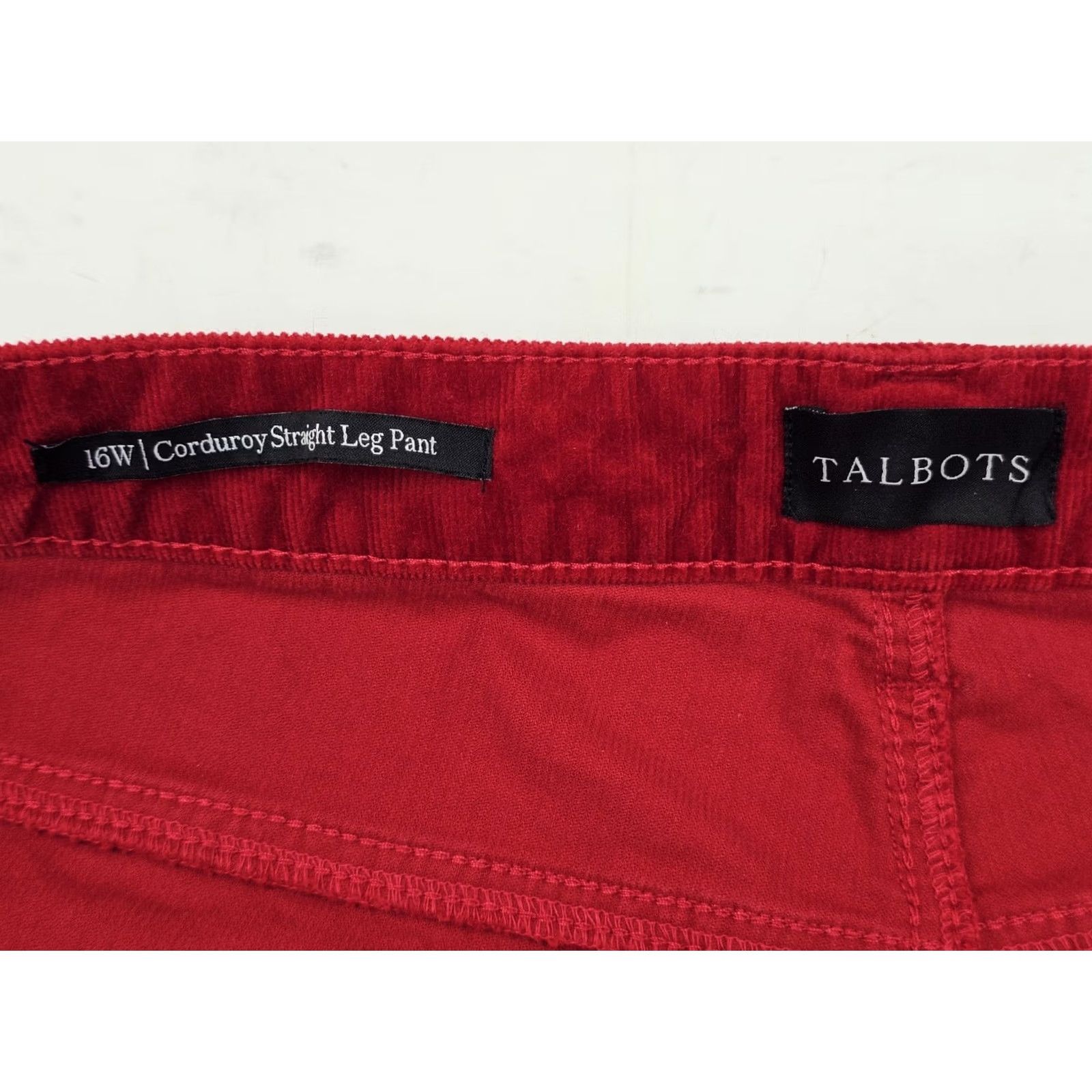 Talbots Talbots Red Corduroy High Rise Straight Leg Pants Women 16 EUC Cotton Size 38" / US 16 / IT 52 - 7 Thumbnail