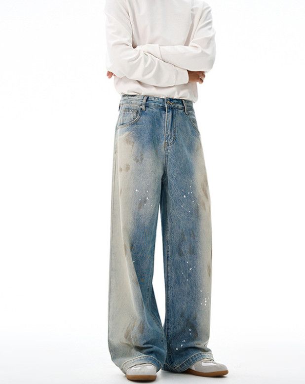 Japanese Brand American high street men's washed retro splatter paint jeans Size US 32 / EU 48 - 2 Thumbnail