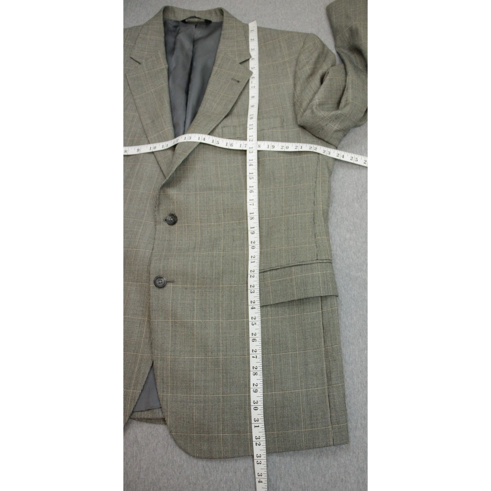 Jos. A. Bank Jos A Bank Blazer Mens Size 46R Brown Windowpane Silk Wool Size 46R - 9 Thumbnail