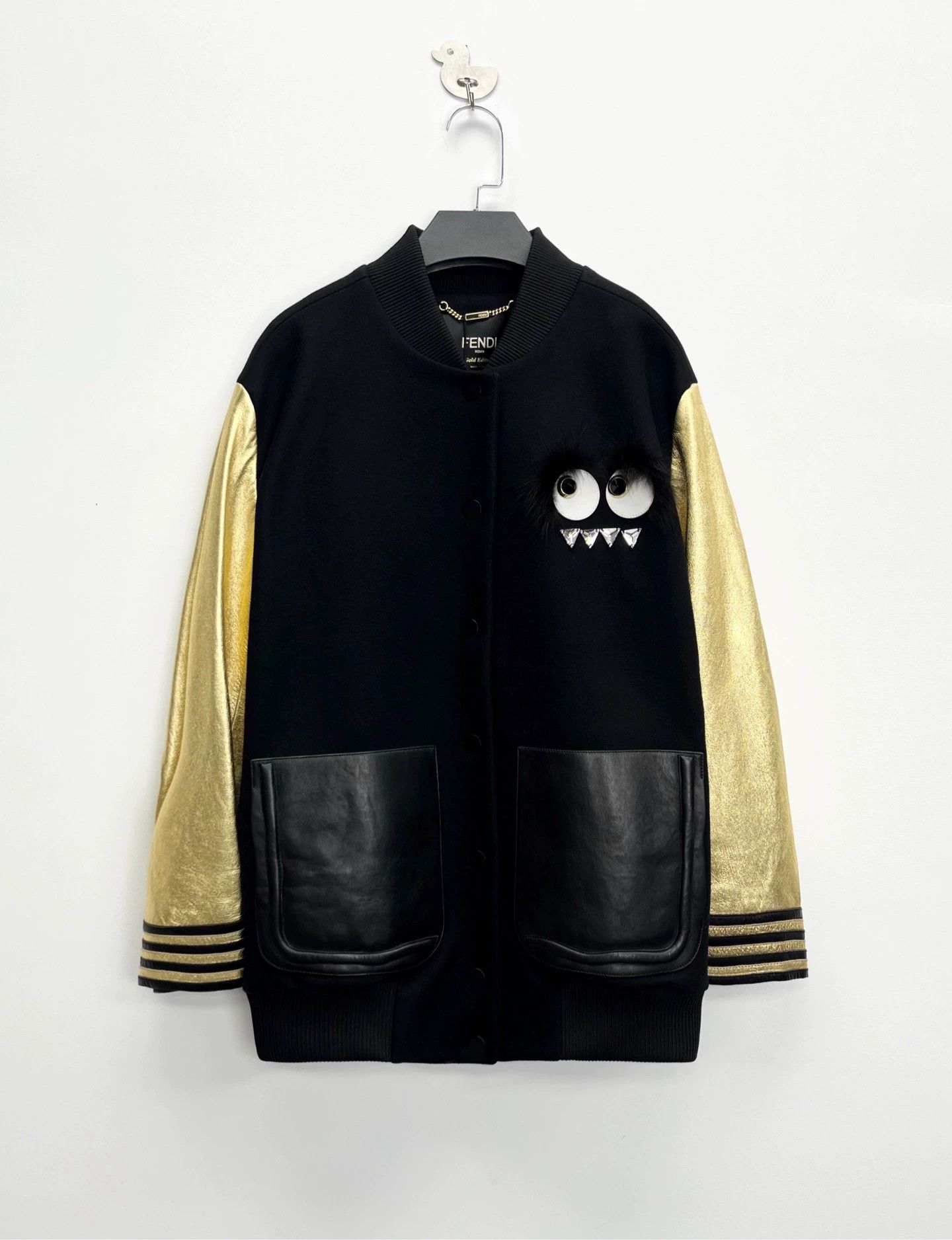 Fendi Fendi Black Monster Wool Blend Bomber Jacket - dmc Size US S / EU 44-46 / 1 - 1 Thumbnail