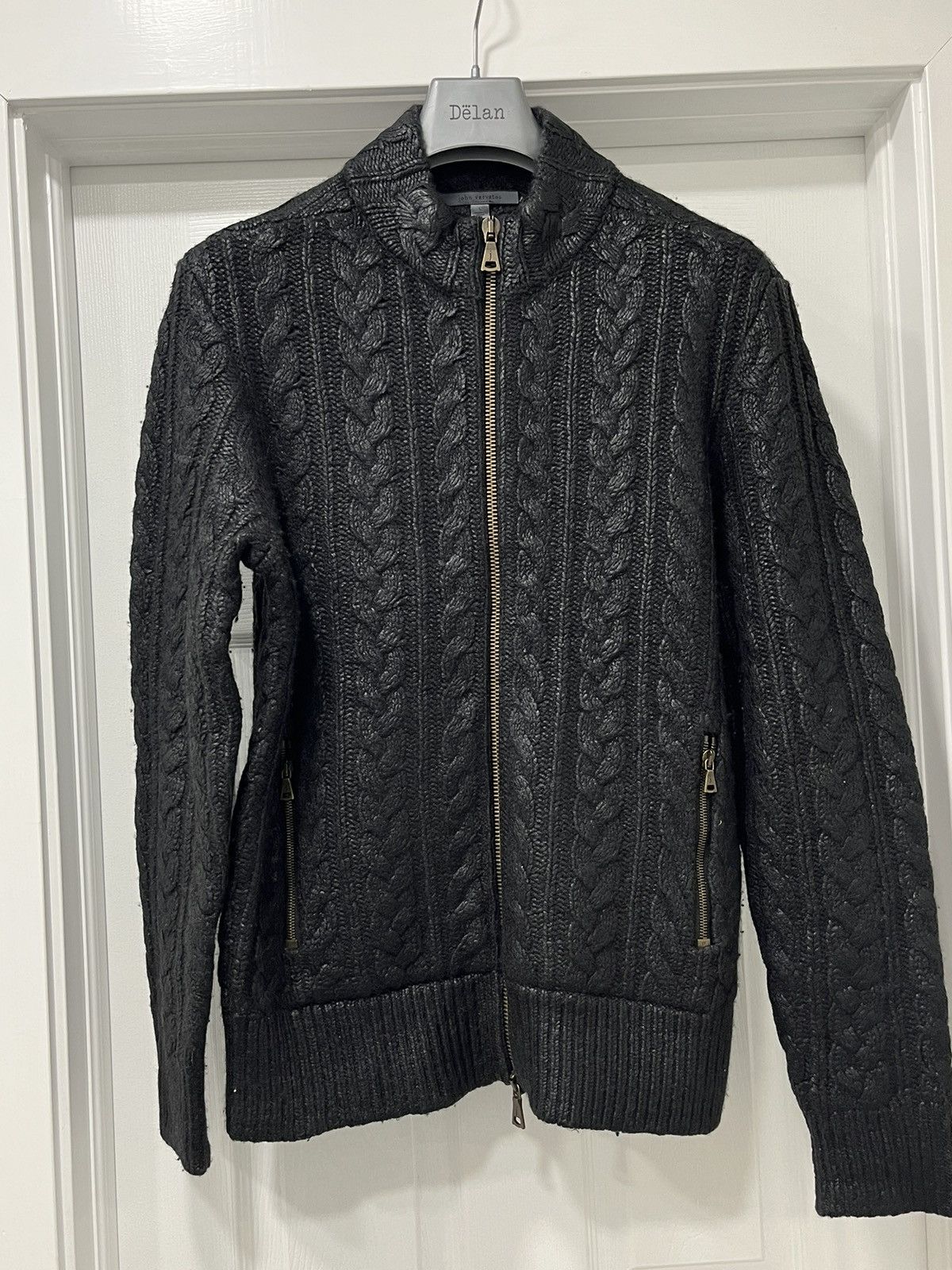 John Varvatos Foil Cable knit sweater. XL Size US XL / EU 56 / 4 - 11 Thumbnail