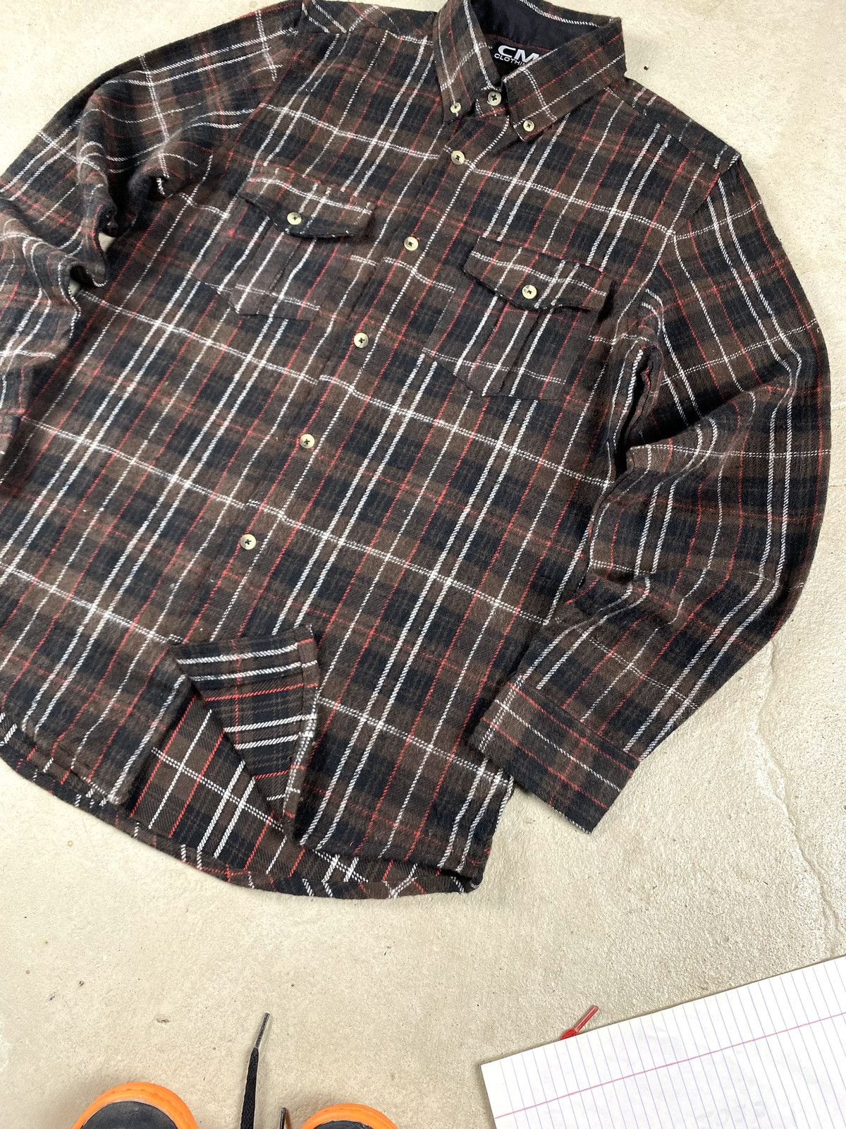 Flannel Brown Vintage Flannel Shirt Checkered Travis Scott Style Size US S / EU 44-46 / 1 - 5 Thumbnail