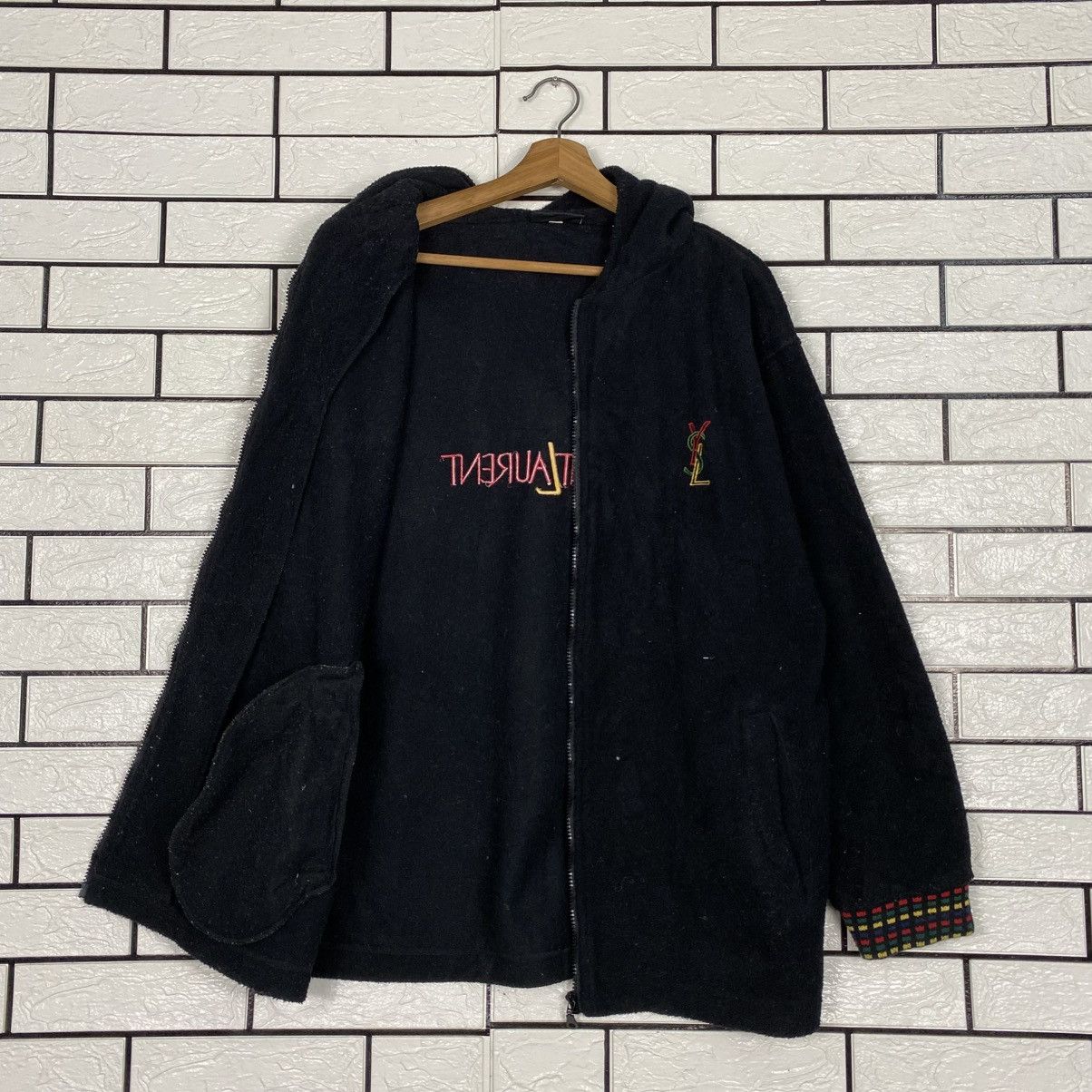 Yves Saint Laurent 📌Vintage Zipper Sweater Hoodie Yves Saint Laurent Big Logo Size US L / EU 52-54 / 3 - 12 Thumbnail