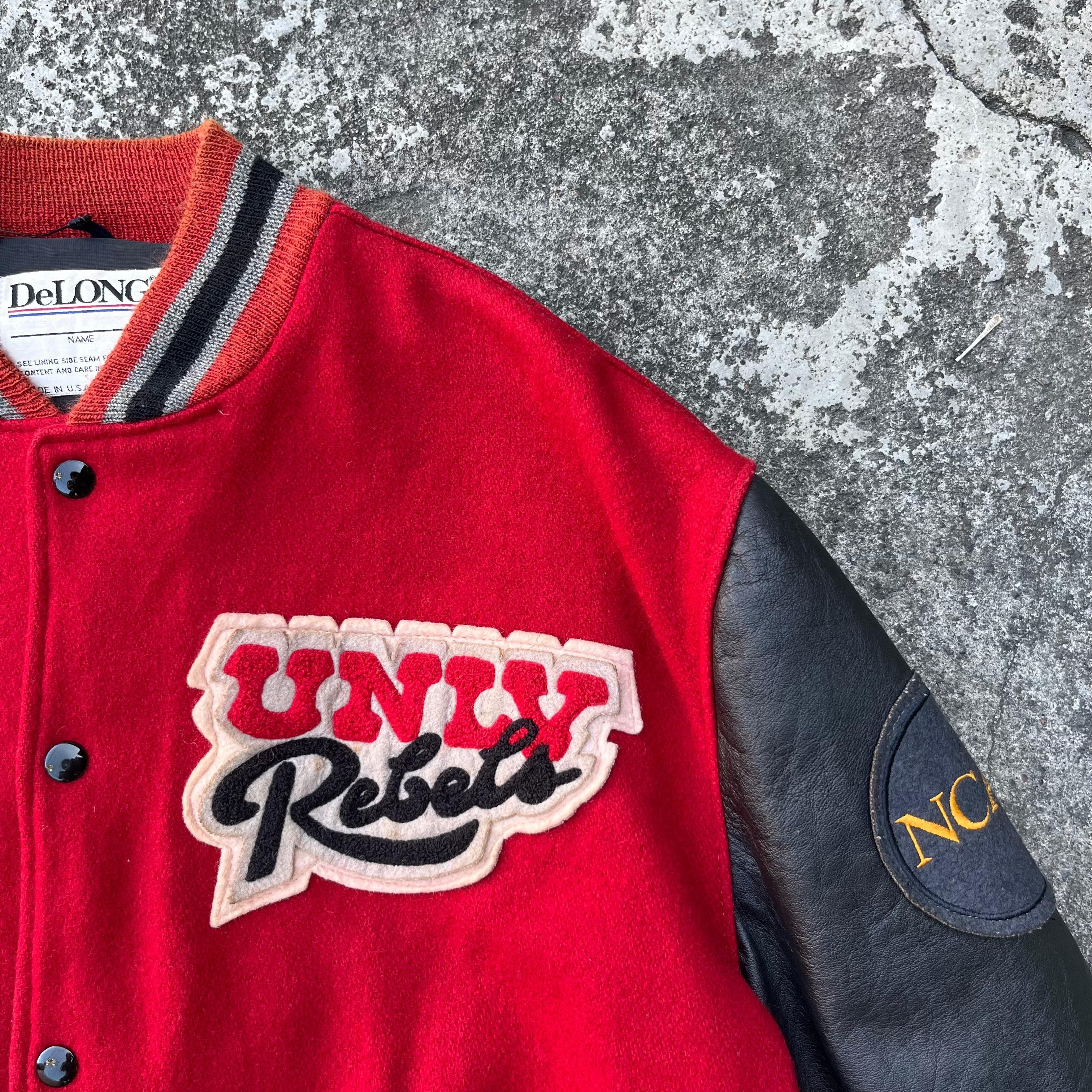 Delong RARE❤️‍🔥Vintage 80s Delong Wool Leather Varsity Jacket Size US M / EU 48-50 / 2 - 6 Thumbnail
