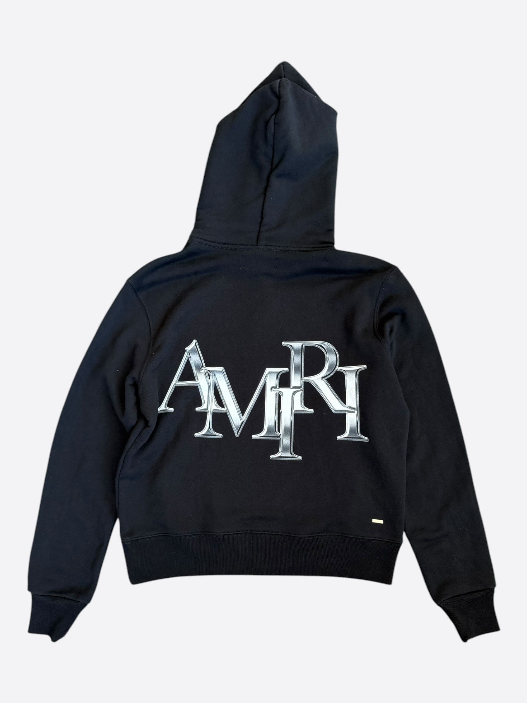 Amiri Amiri Black & Chrome Staggered Logo Hoodie Size US XS / EU 42 / 0 - 2 Thumbnail