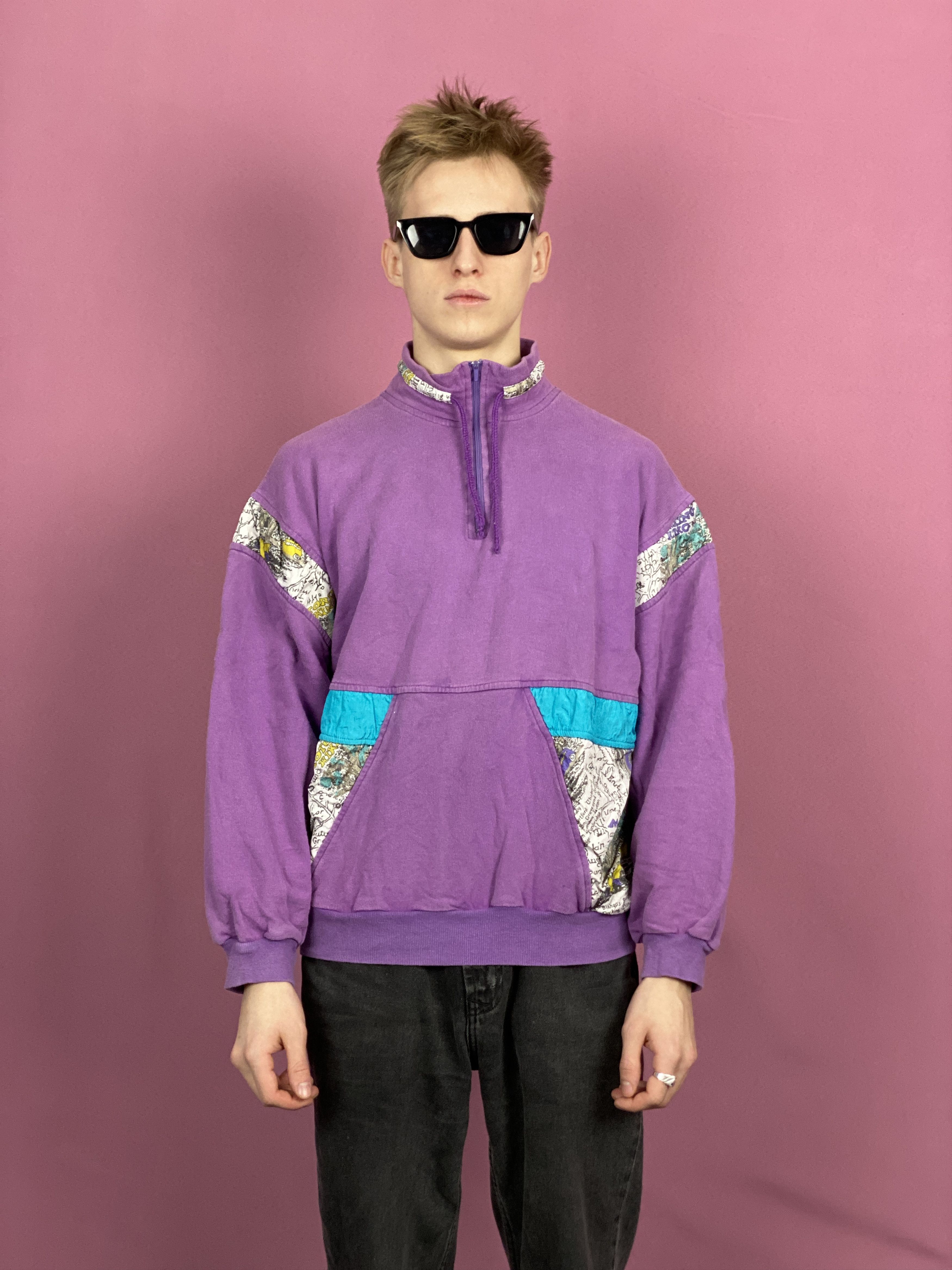 Vintage 90s Vintage Men's 1/4 Zip Sweatshirt - M Size US M / EU 48-50 / 2 - 1 Thumbnail