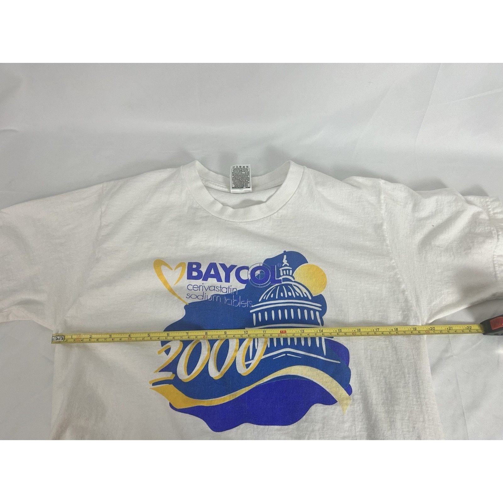 Fruit Of The Loom VTG Baycol Cerivastatin White T Shirt Pharma Drug Rep L Size US L / EU 52-54 / 3 - 5 Thumbnail
