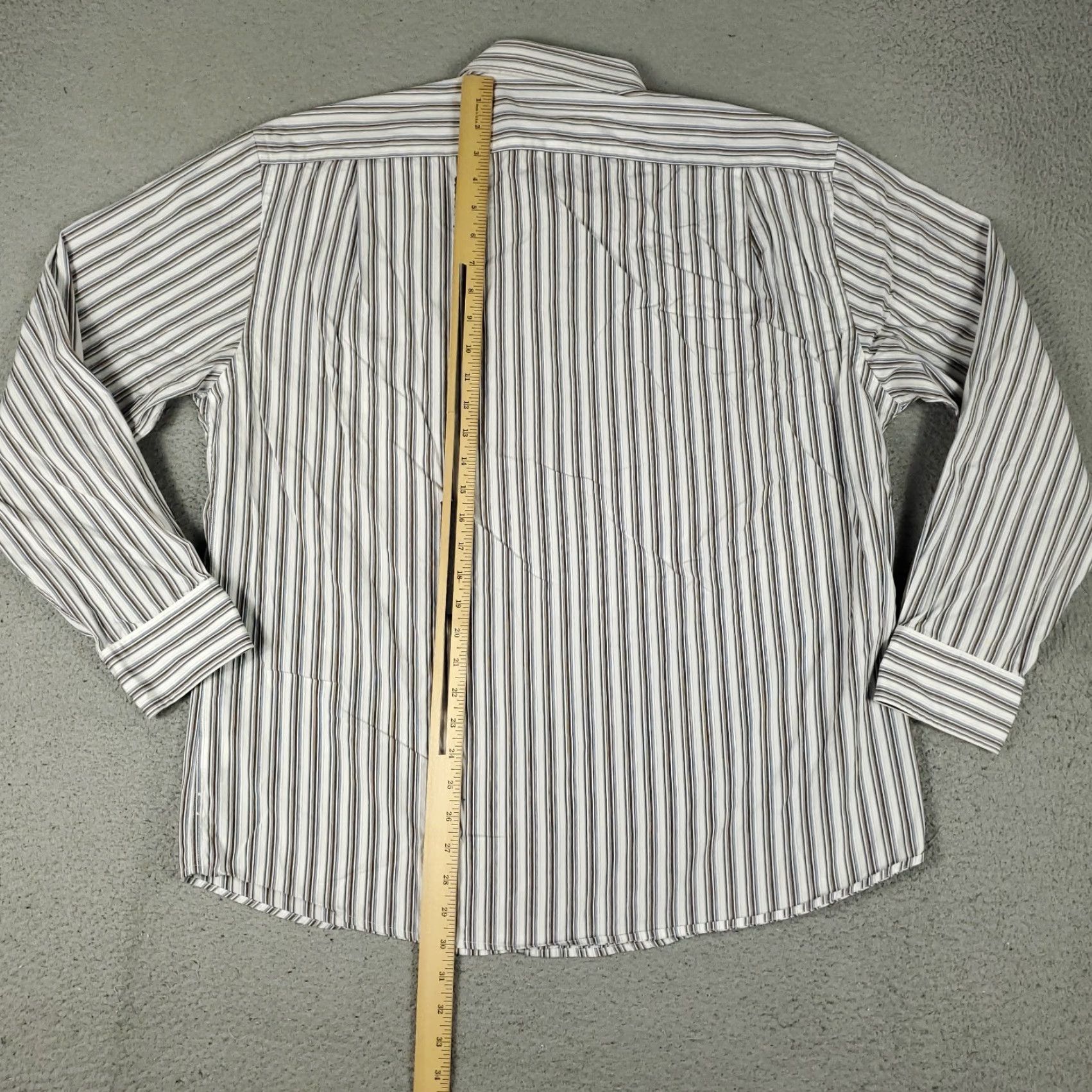 Faconnable Façonnable Shirt XL Mens Blue Brown Striped Button-Up Long Sleeve Casual Business, Preppy, Classic, Regular Fit Size US XL / EU 56 / 4 - 5 Thumbnail