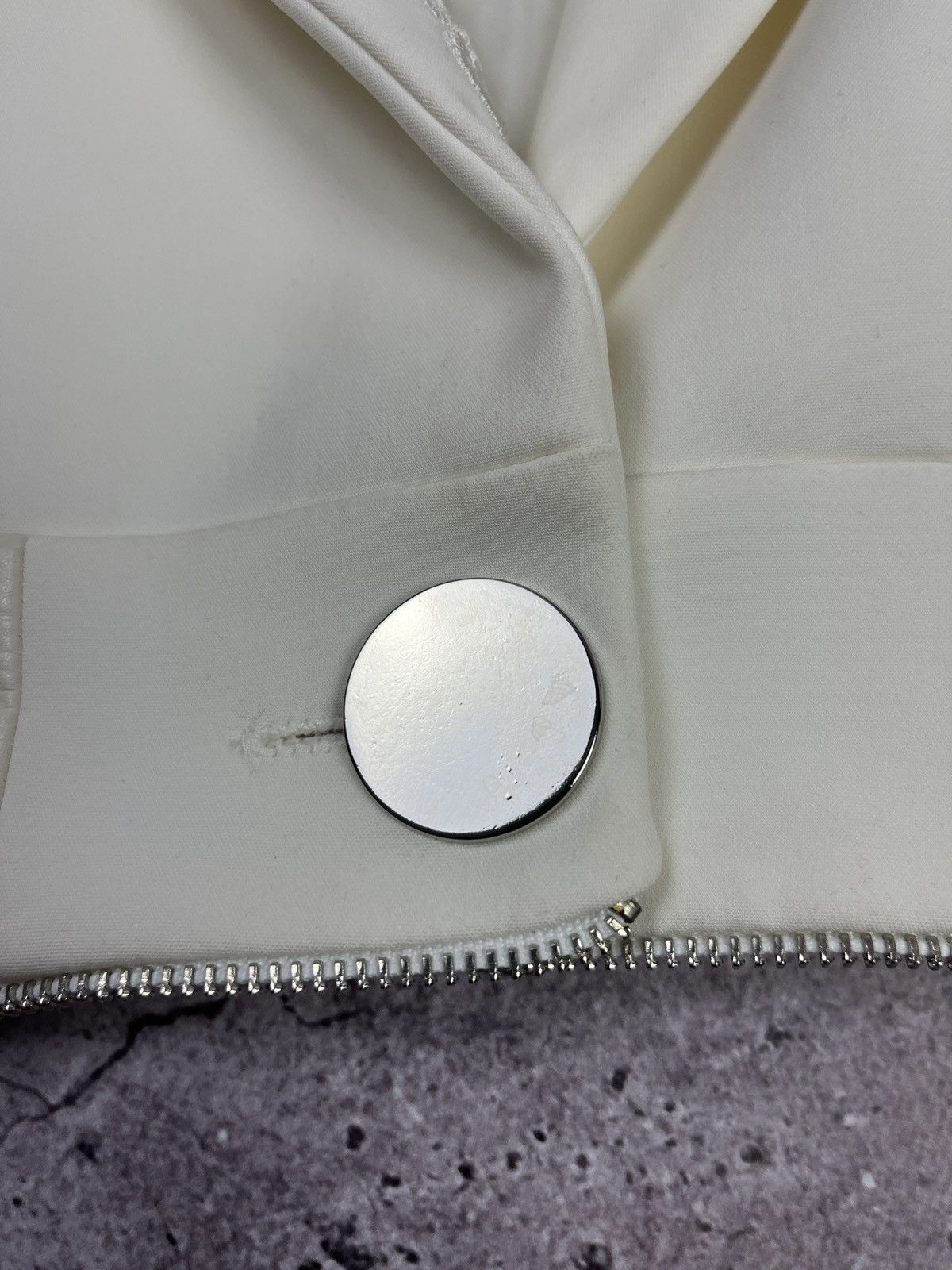 Alexander Wang Cropped Blazer Cream Logo Hardware Jacket Designer Zip Size S / US 4 / IT 40 - 7 Thumbnail