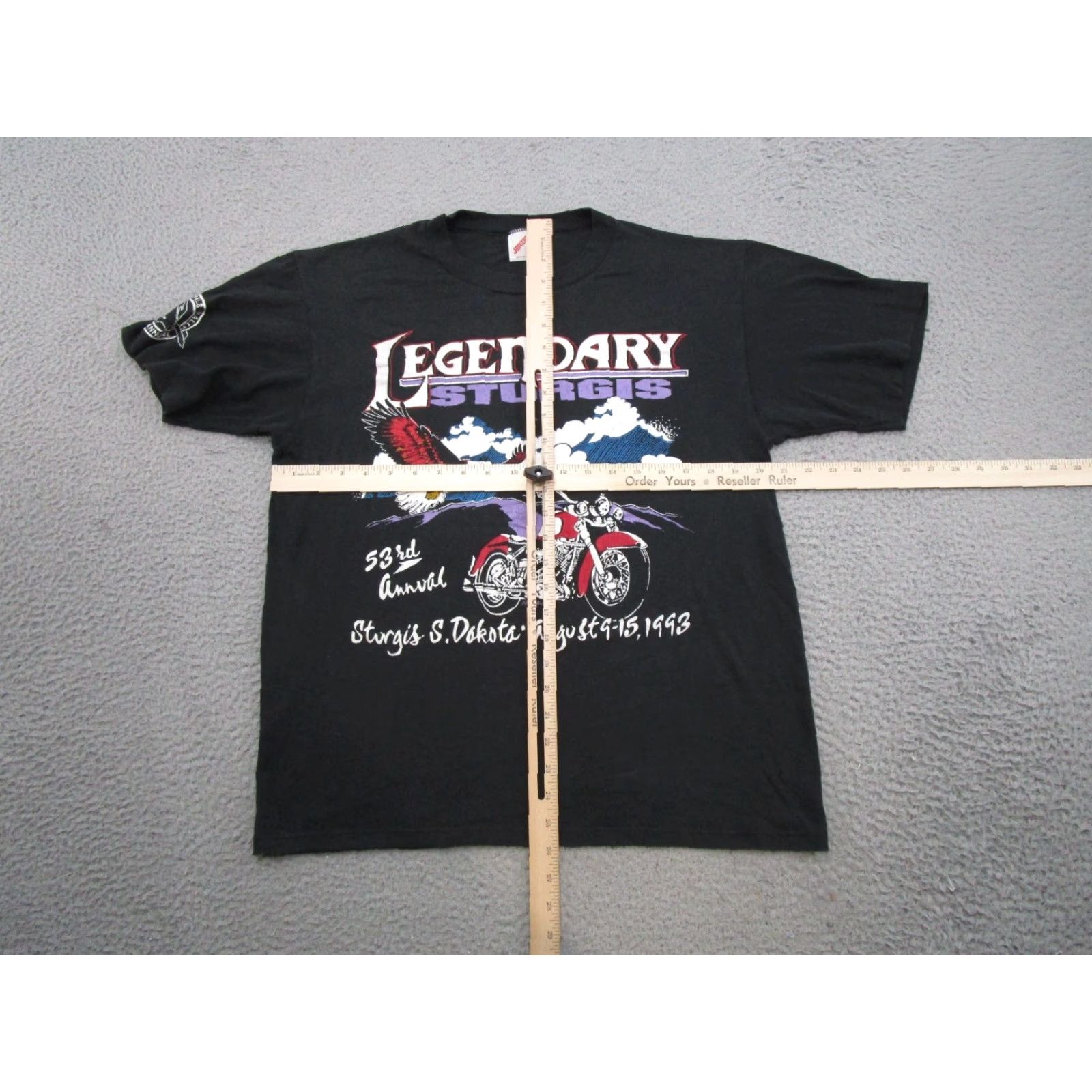 Jerzees VINTAGE Sturgis 1993 Rally Races Double Sided T-Shirt L Black Jerzees Men Shirt Size US L / EU 52-54 / 3 - 7 Thumbnail