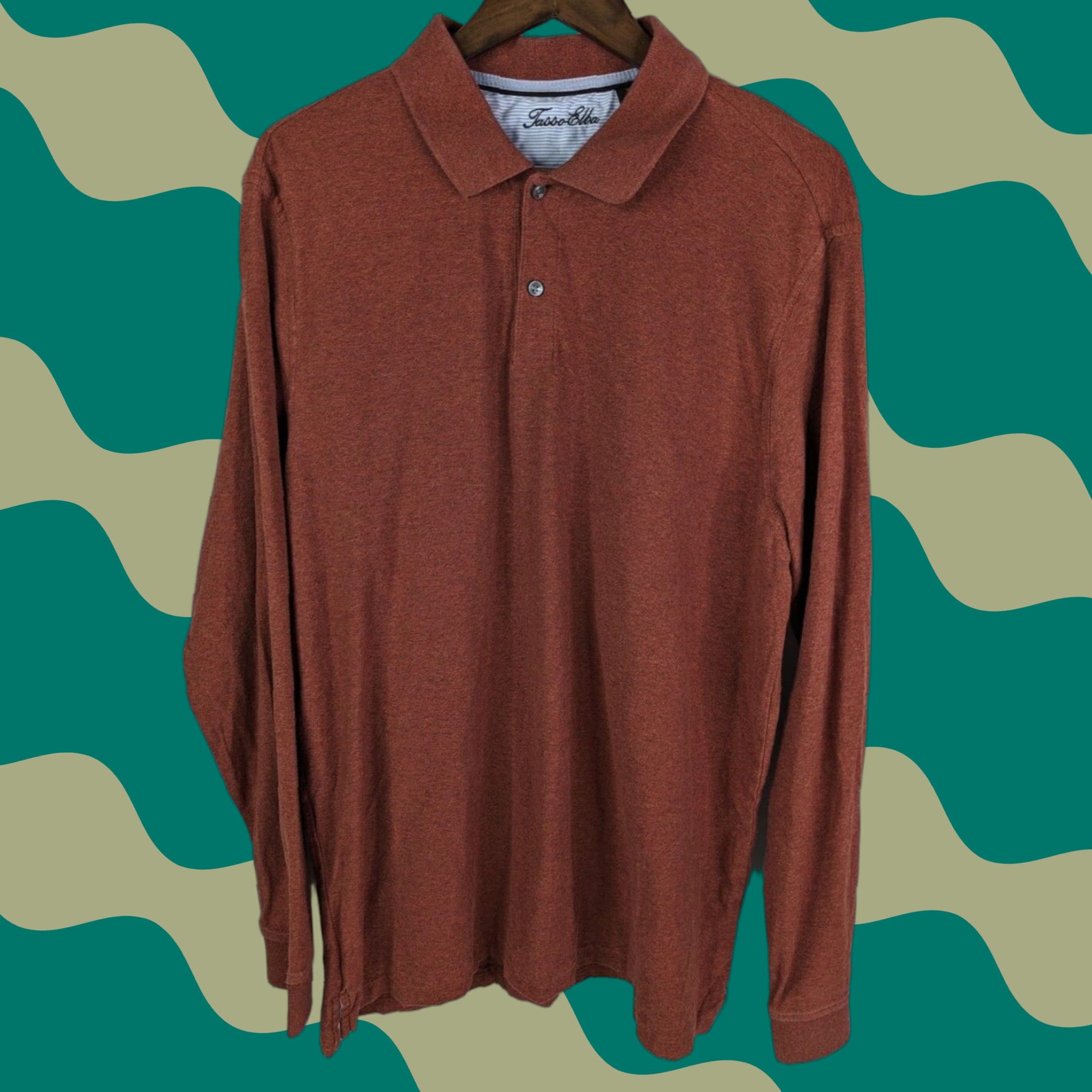 Tasso Elba Tasso Elba Polo Shirt Long Sleeve Mens XL 100% Cotton Red Size US XL / EU 56 / 4 - 1 Thumbnail