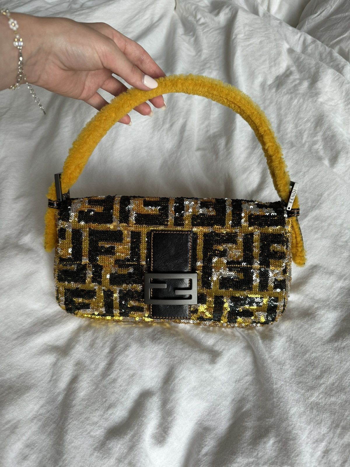 fendi bag baguette gold silver anniversary collection