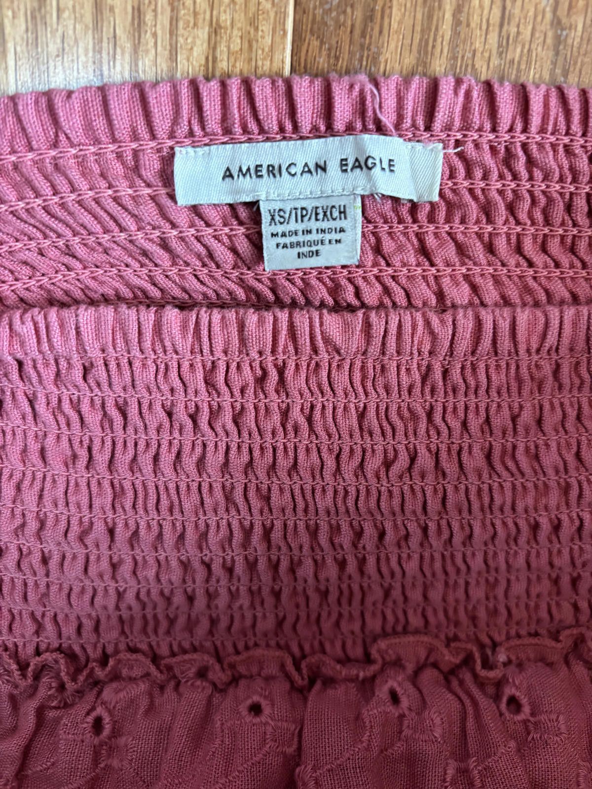 American Eagle Outfitters AE Boho cottage core Fairy Pink Eyelet Ruffle Mini Skirt XS Size 26" / US 2 / IT 38 - 2 Thumbnail