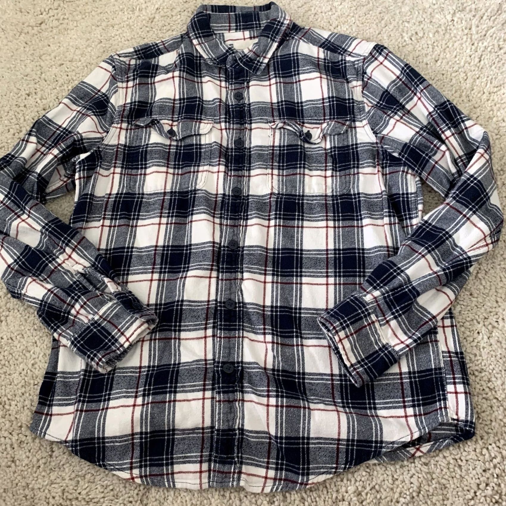 American Eagle Outfitters American Eagle Outfitters Flannel Shirt Mens Large Blue Plaid Classic Fit Size US L / EU 52-54 / 3 - 7 Thumbnail