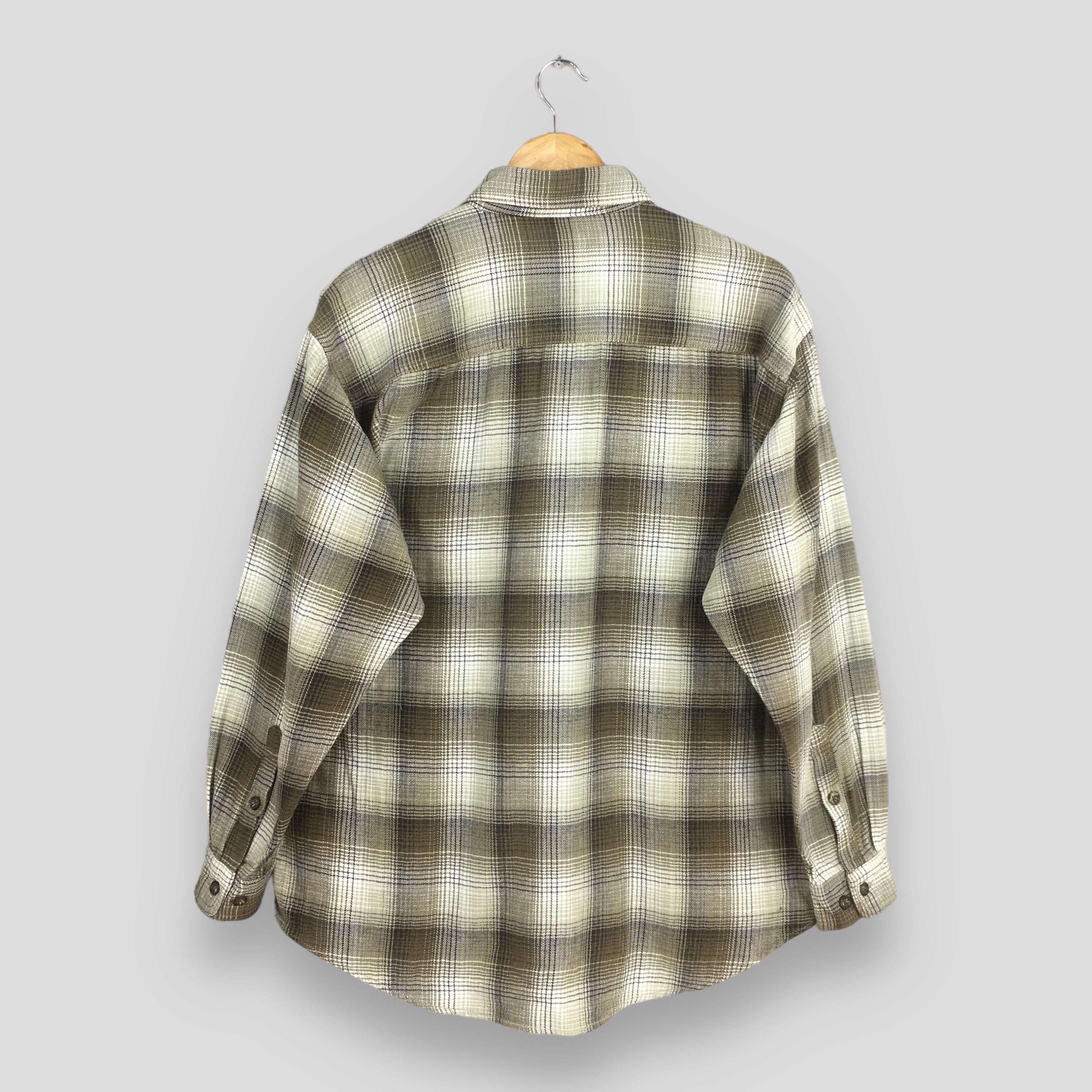 Flannel × Vintage Vintage 90s Plaid Shadow Checkered Green Flannel Shirt Large Size US L / EU 52-54 / 3 - 6 Thumbnail