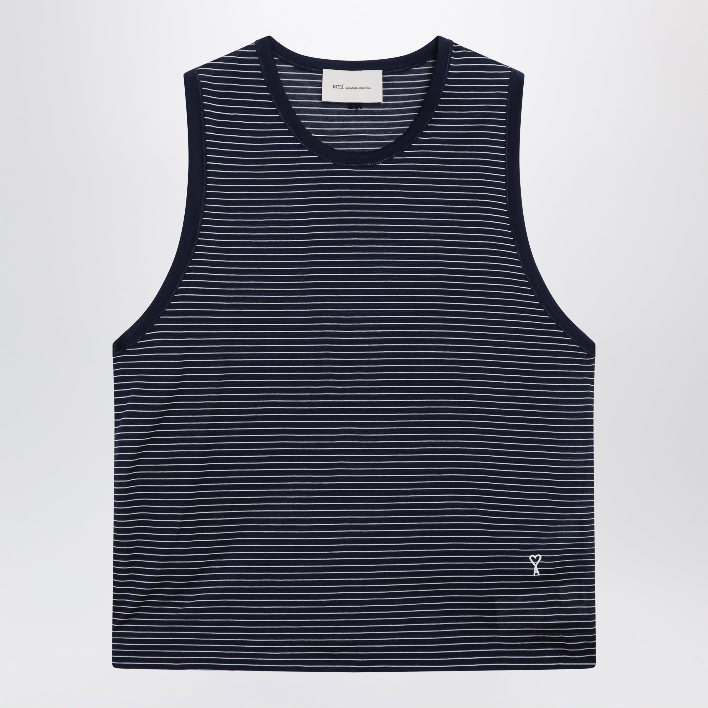 AMI Ami Paris Striped Tank Top Ink/White With Logo Size US L / EU 52-54 / 3 - 1 Thumbnail