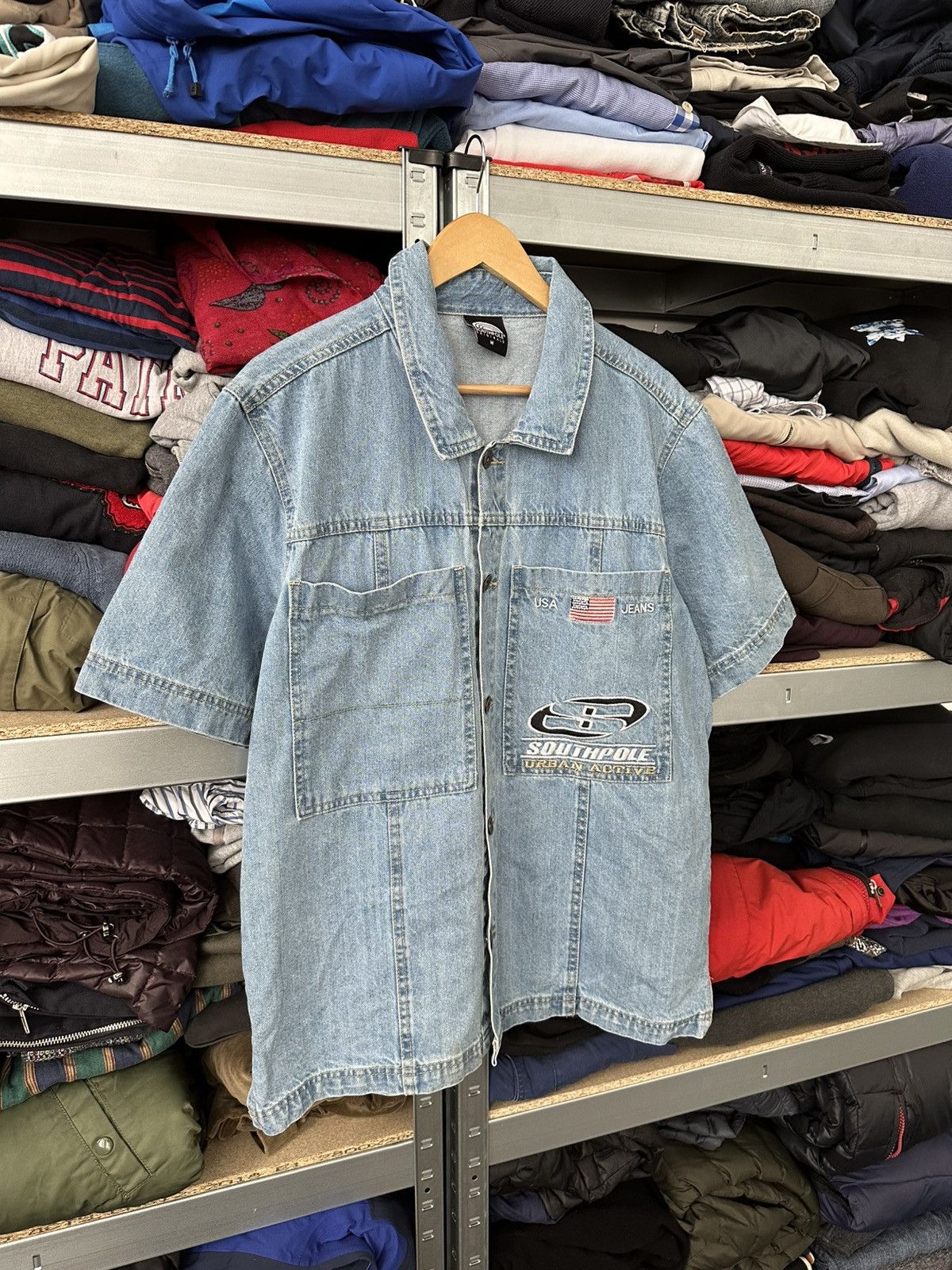 Southpole Vintage Y2K Southpole USA Jeans Blue Denim Button Up Shirt Size US M / EU 48-50 / 2 - 5 Thumbnail