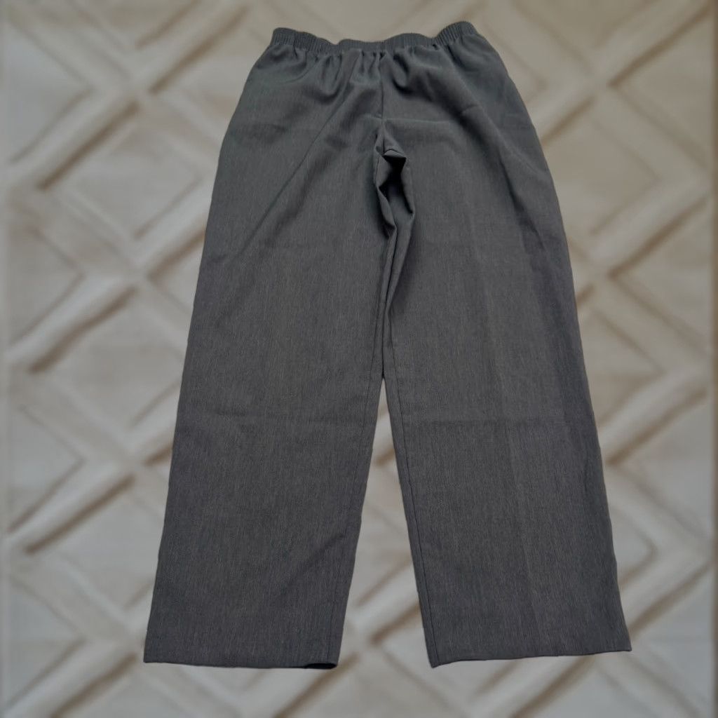 Vintage Alia Vintage 90's Wide Leg Elastic Waist Trouser Dress Pants Womens 16 Dark Gray Size 38" / US 16 / IT 52 - 1 Thumbnail