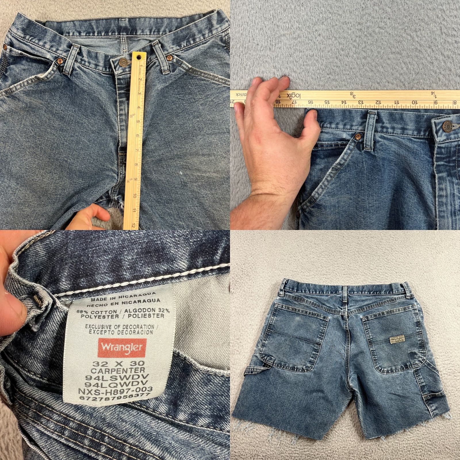 Wrangler VINTAGE Wrangler Carpenter Shorts Men Size 32 Denim Bermuda Relaxed Fit Casual Blue Size US 32 / EU 48 - 8 Thumbnail