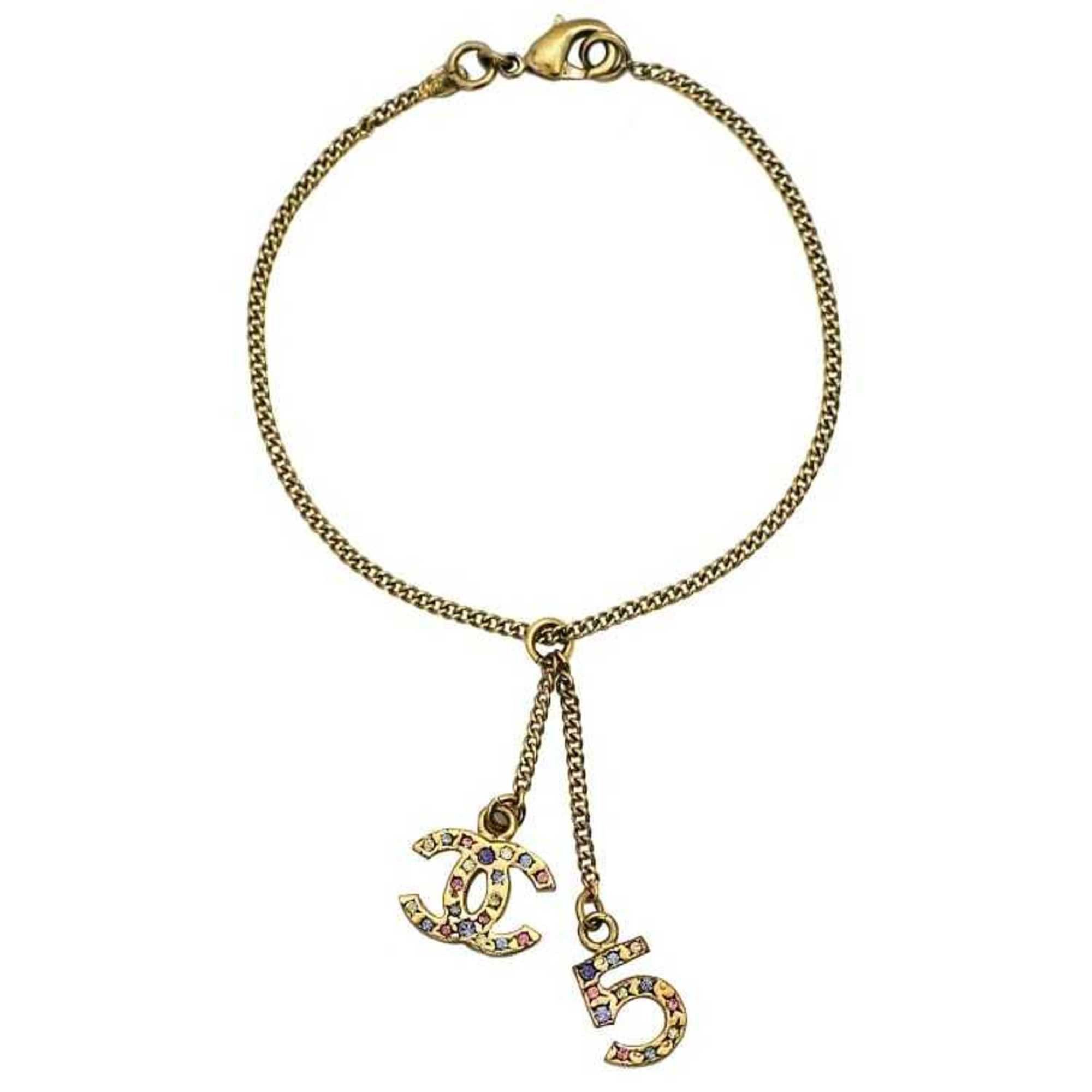 image of Chanel Bracelet Gold Colored Stone Coco Mark No5 A32882 Gp Rhinestone 06 A Accessories Ladies Chain