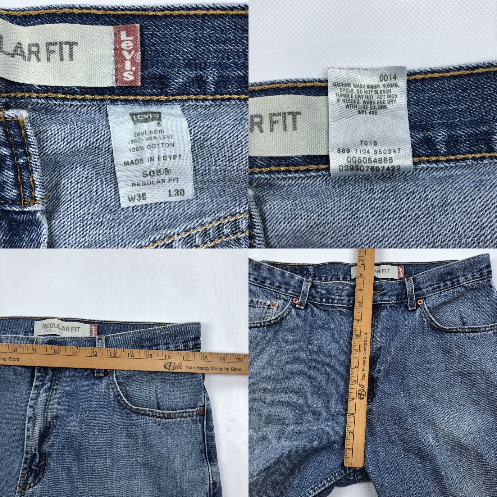 Levi's Levi's 505 Regular Fit Men's Jeans W36 L30 Blue Denim Straight Leg Zip Fly Jeans Size US 36 / EU 52 - 8 Thumbnail