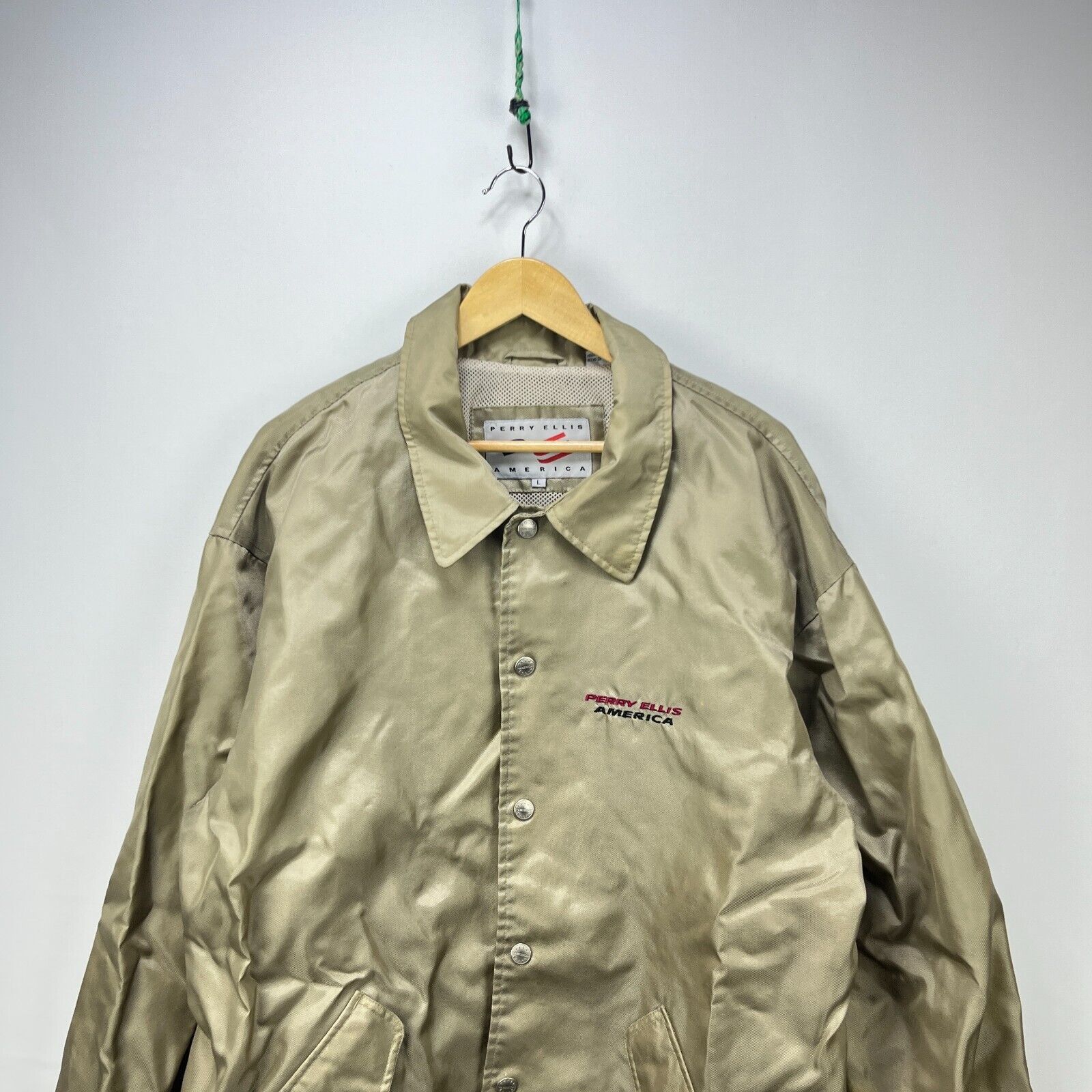 Perry Ellis × Vintage Vintage 90s Perry Ellis America Windbreaker Large Embroidere Size US L / EU 52-54 / 3 - 4 Thumbnail