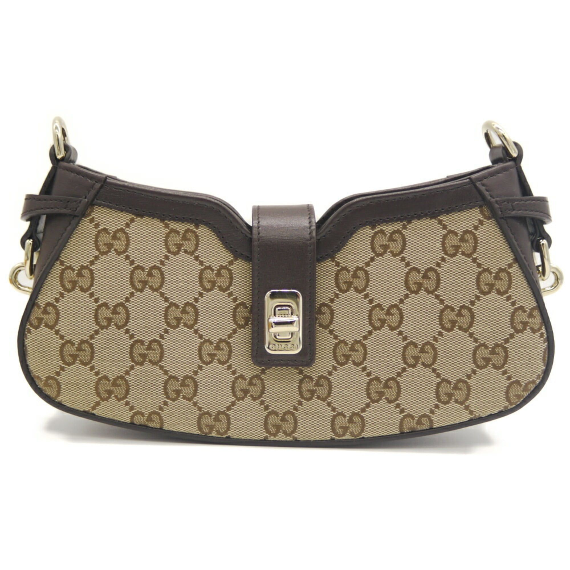 Gucci GUCCI Moonside Mini Shoulder Bag in GG Canvas with Sherry Line, Beige, 786015 525040 Size ONE SIZE - 1 Thumbnail