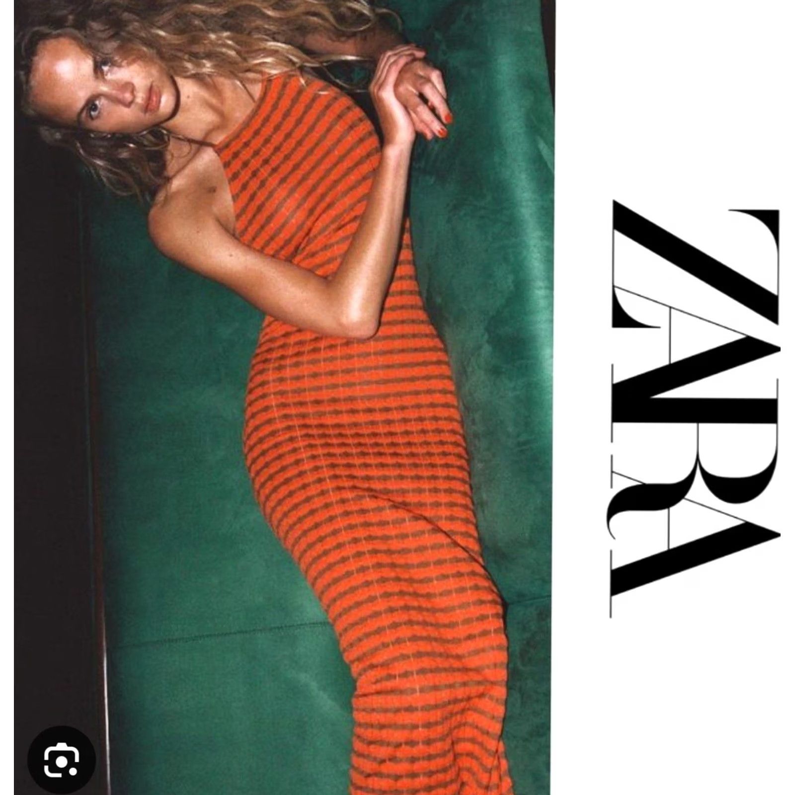 Zara VINTAGE HALTER NECK LONG DRESS Zara Orange Green Knit Body Con New With Tag Small Size S / US 4 / IT 40 - 2 Thumbnail